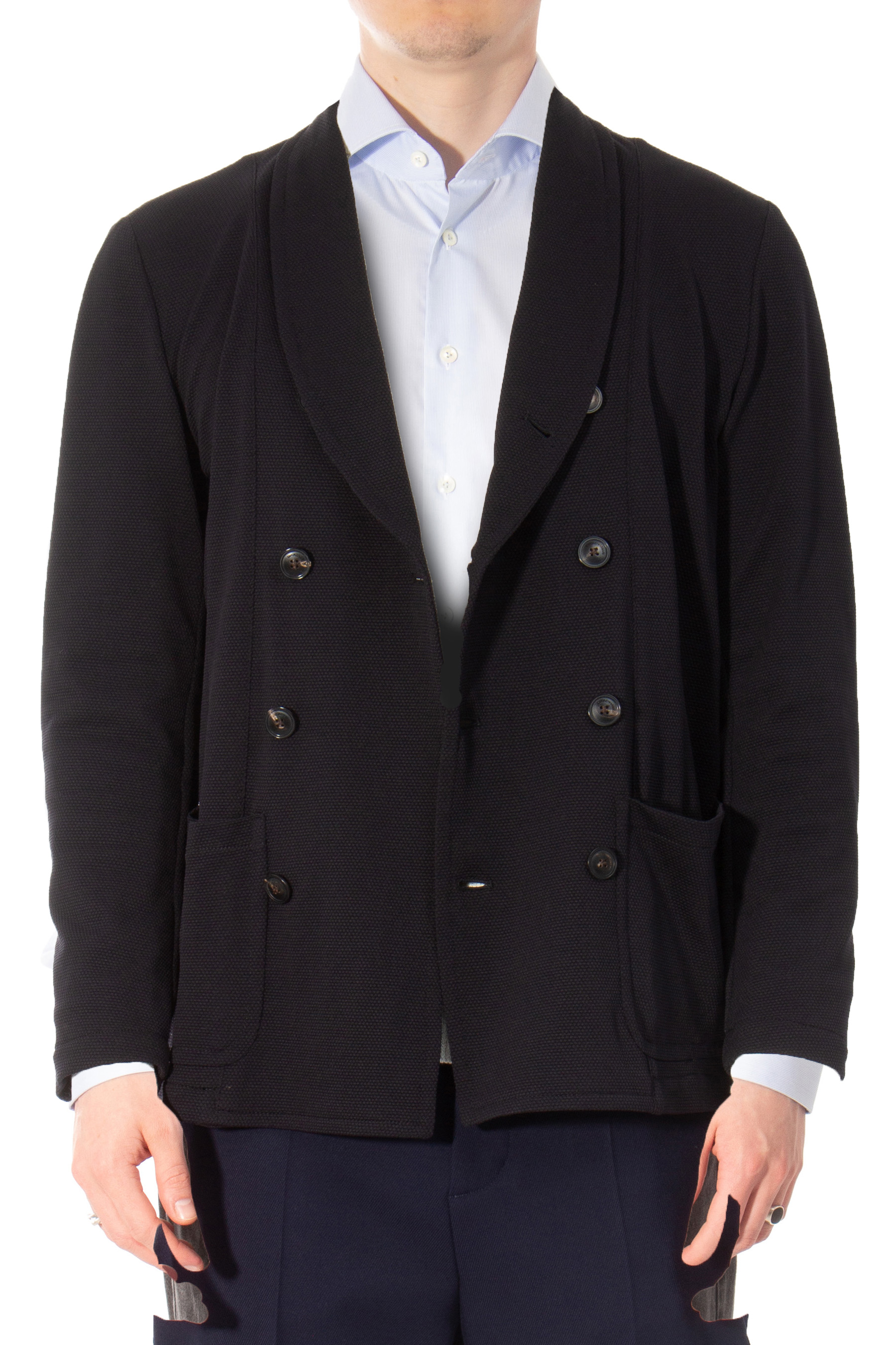 EMPORIO ARMANI Double-Breasted Blazer In 3D Stretch Technical Jersey