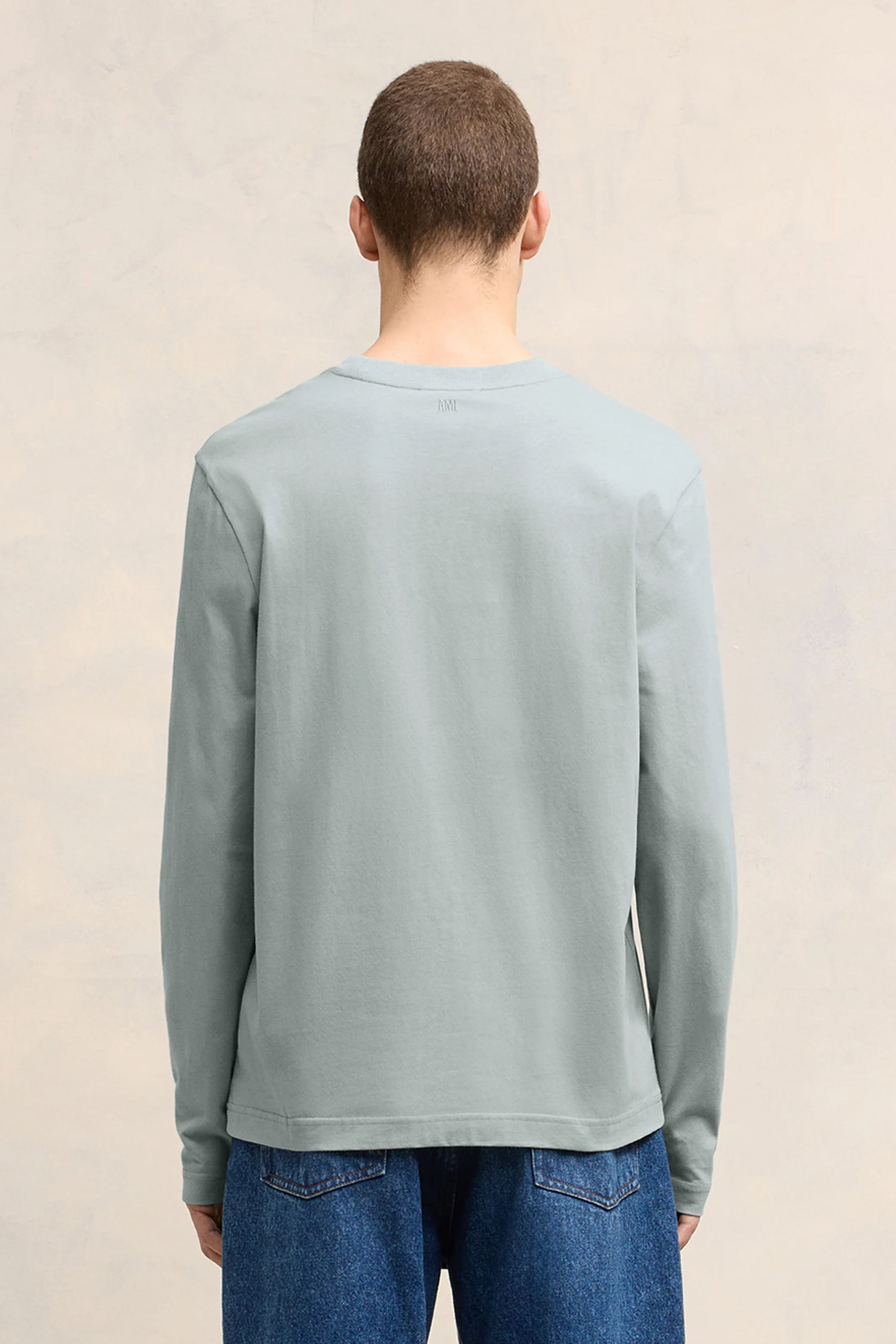 AMI PARIS Embroidered Organic Cotton Jersey Longsleeve