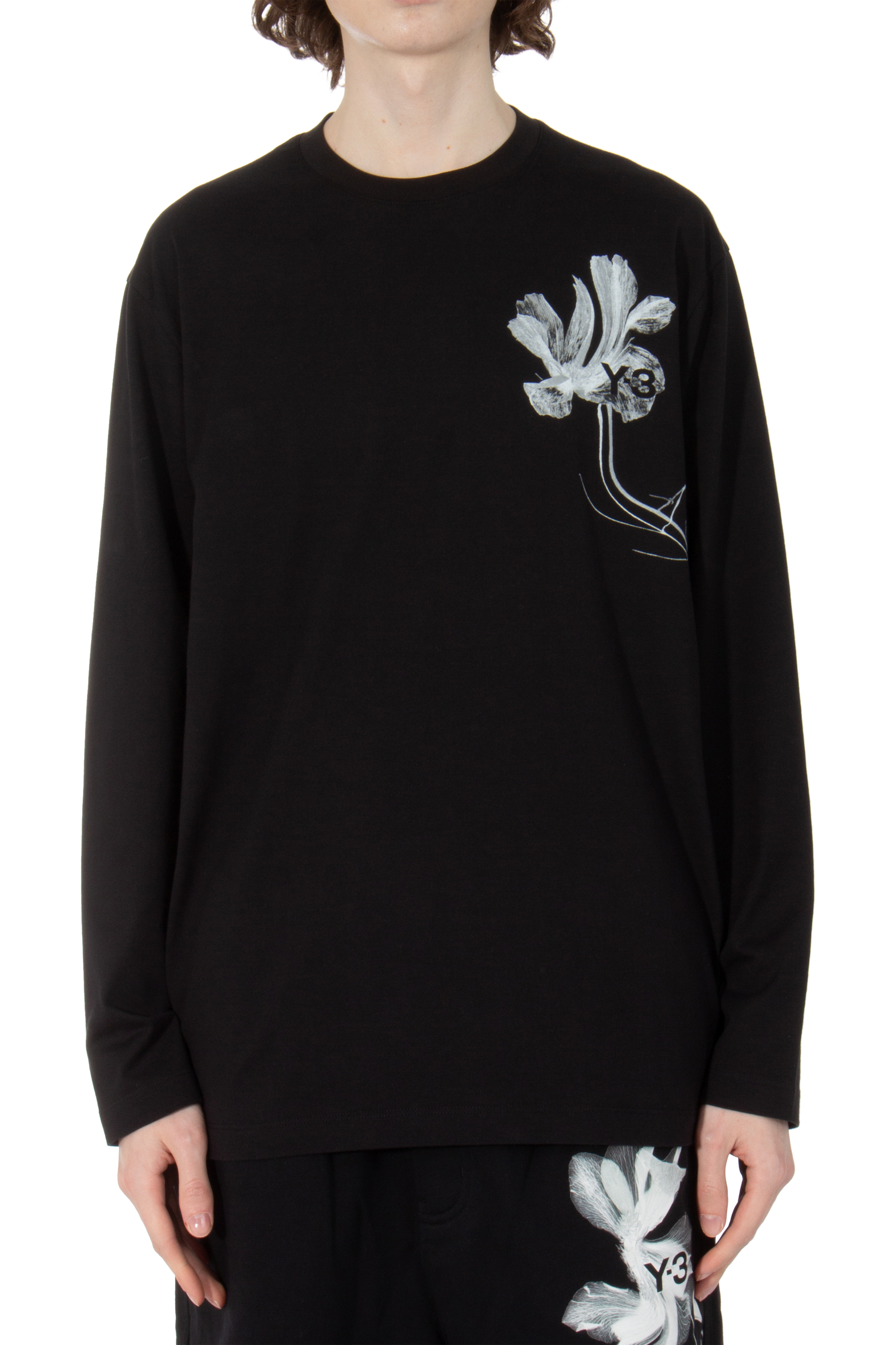 Y-3 Graphic Cotton Long Sleeve T-Shirt