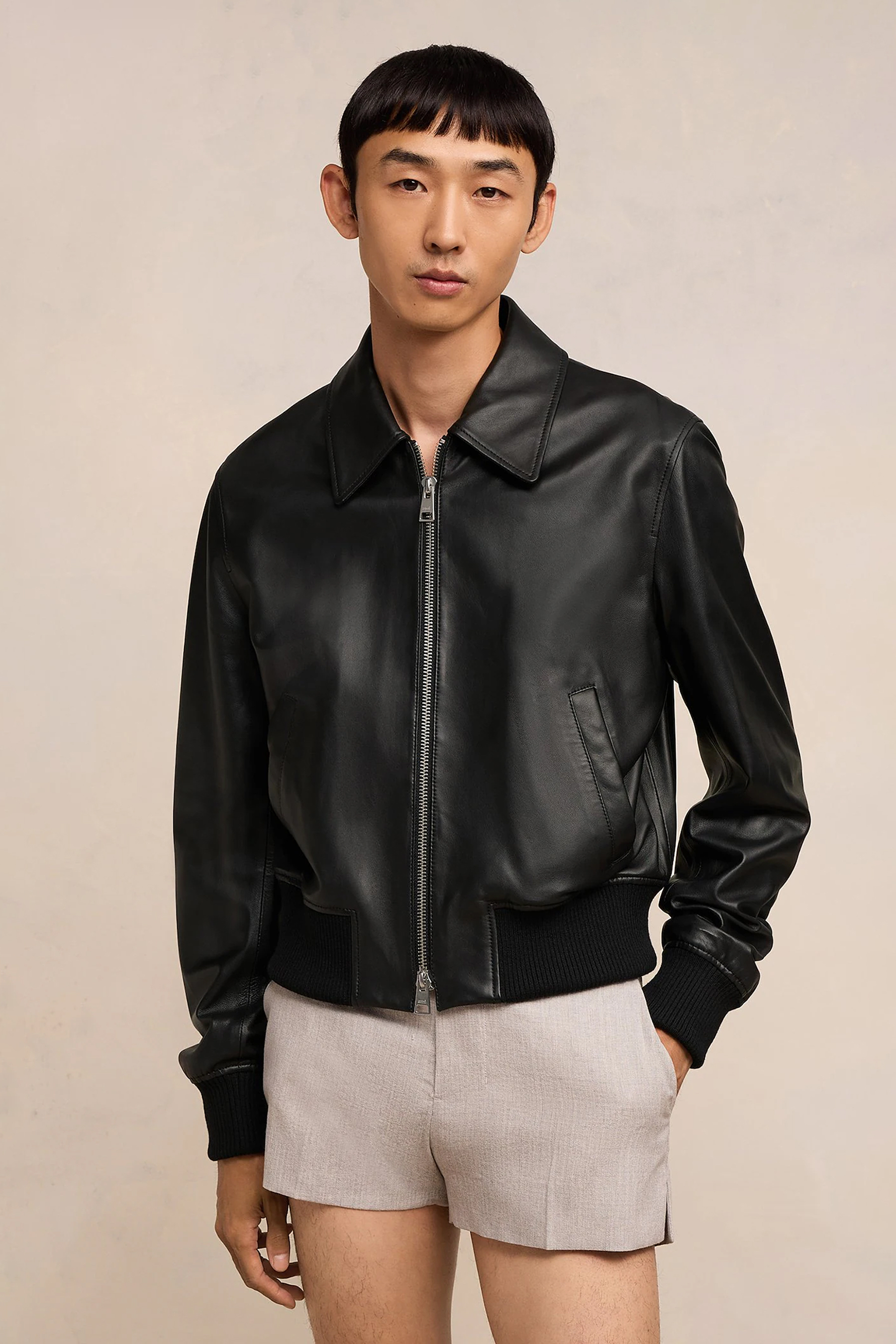 AMI PARIS Lamb Leather Jacket