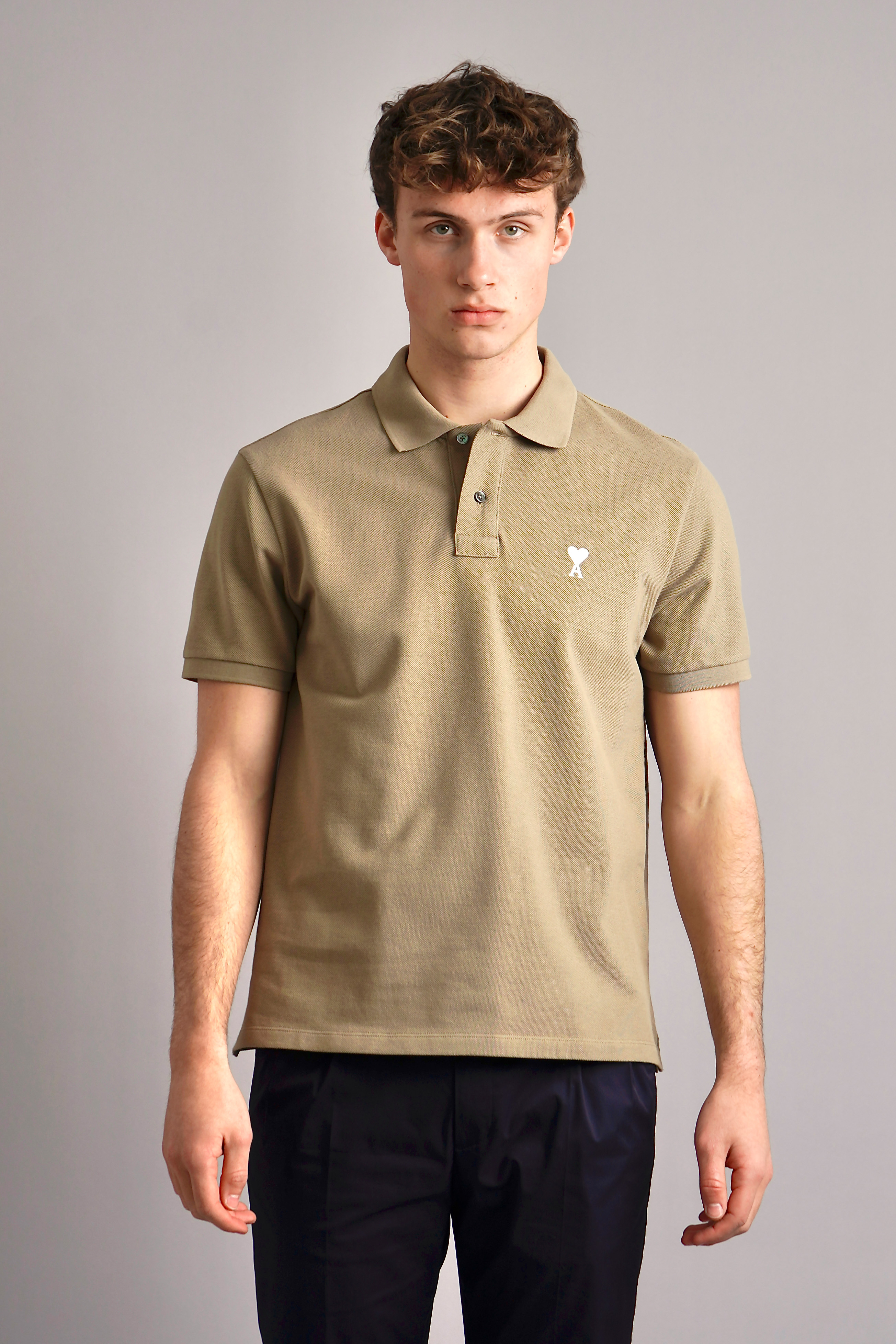 AMI PARIS Classic Fit Ami De Coeur Organic Cotton Piqué Polo Shirt