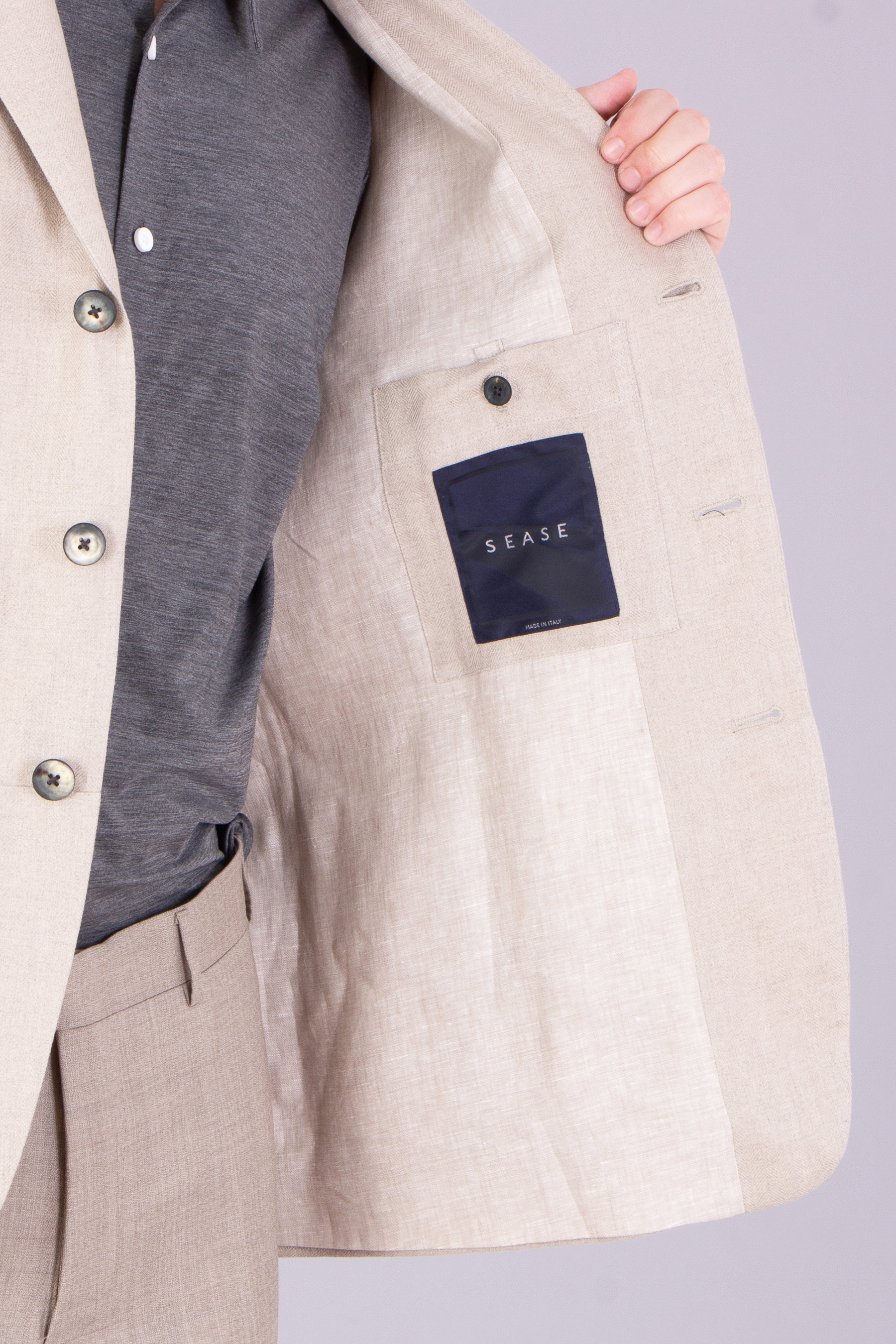 SEASE Herringbone Linen-Cotton Blend Jacket Ellen Blazer 2.0