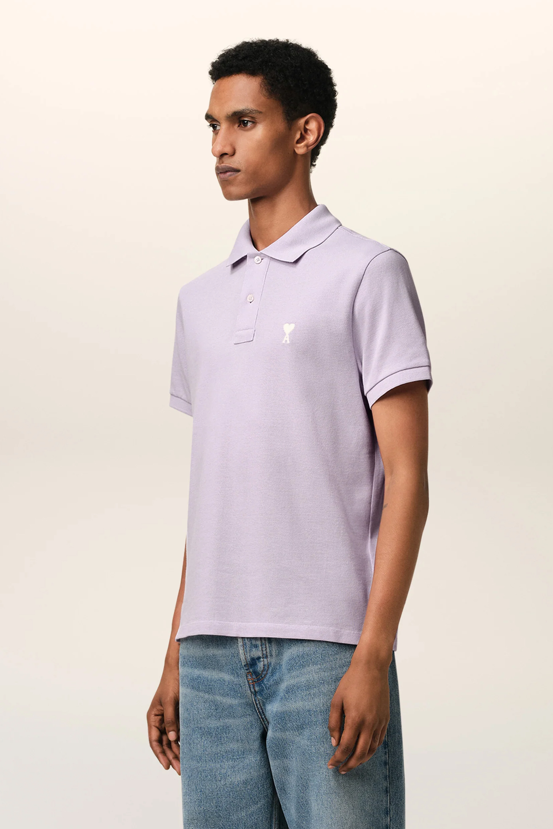 AMI PARIS Classic Fit Ami De Coeur Organic Cotton Piqué Polo Shirt