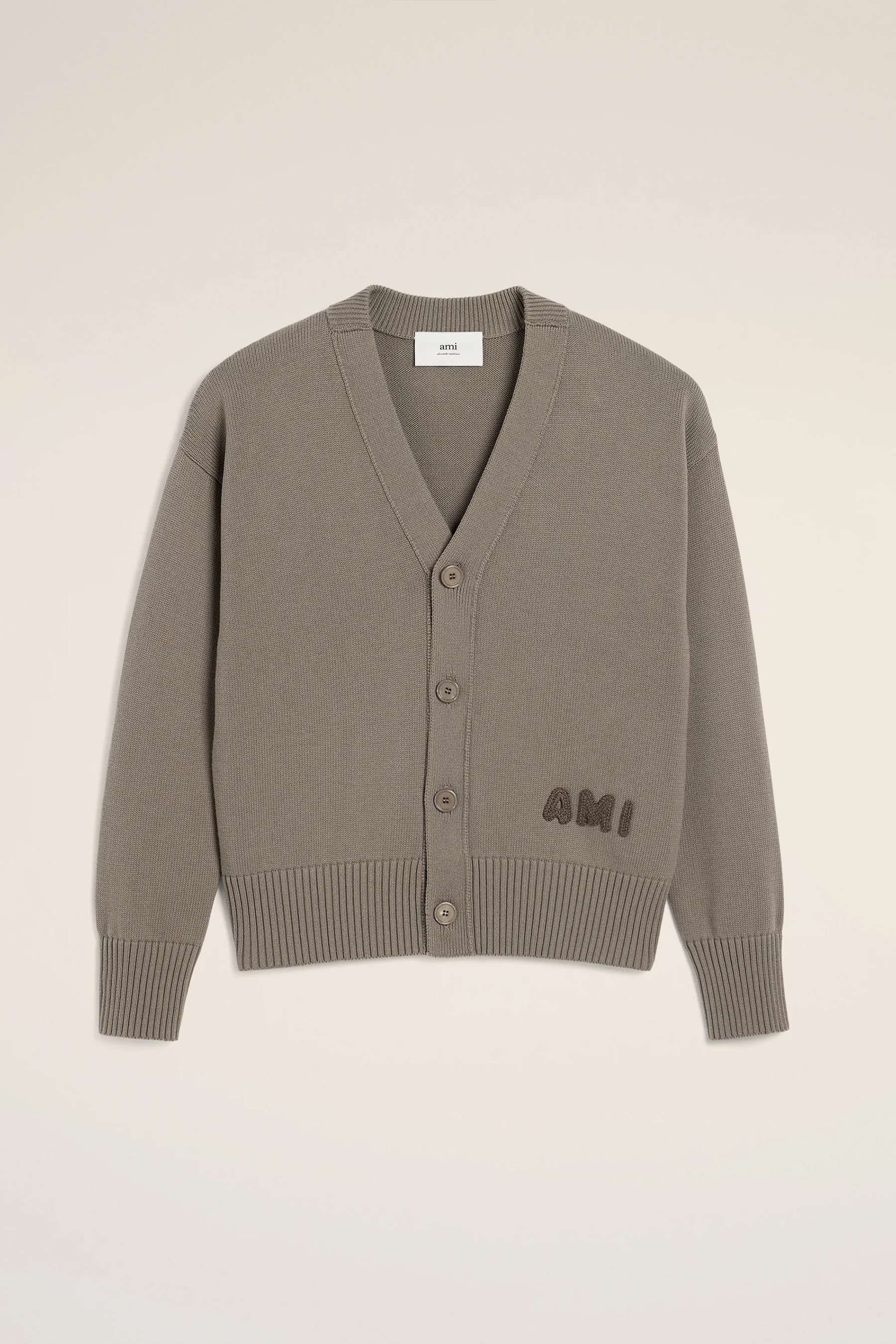 AMI PARIS Relaxed Fit Organic Cotton-Wool Blend Cardigan