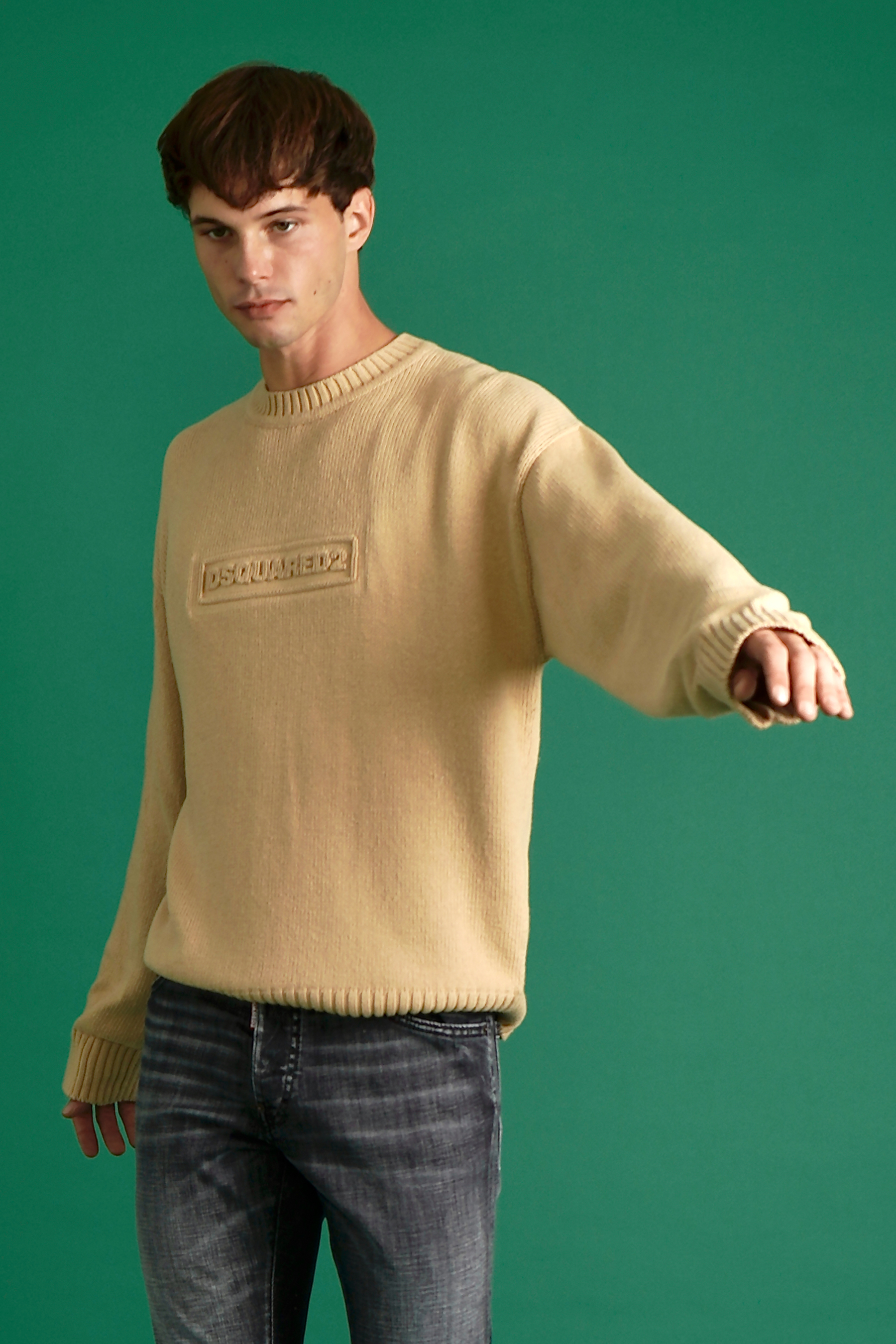 DSQUARED2 Logo Cotton Knit Crewneck Sweater