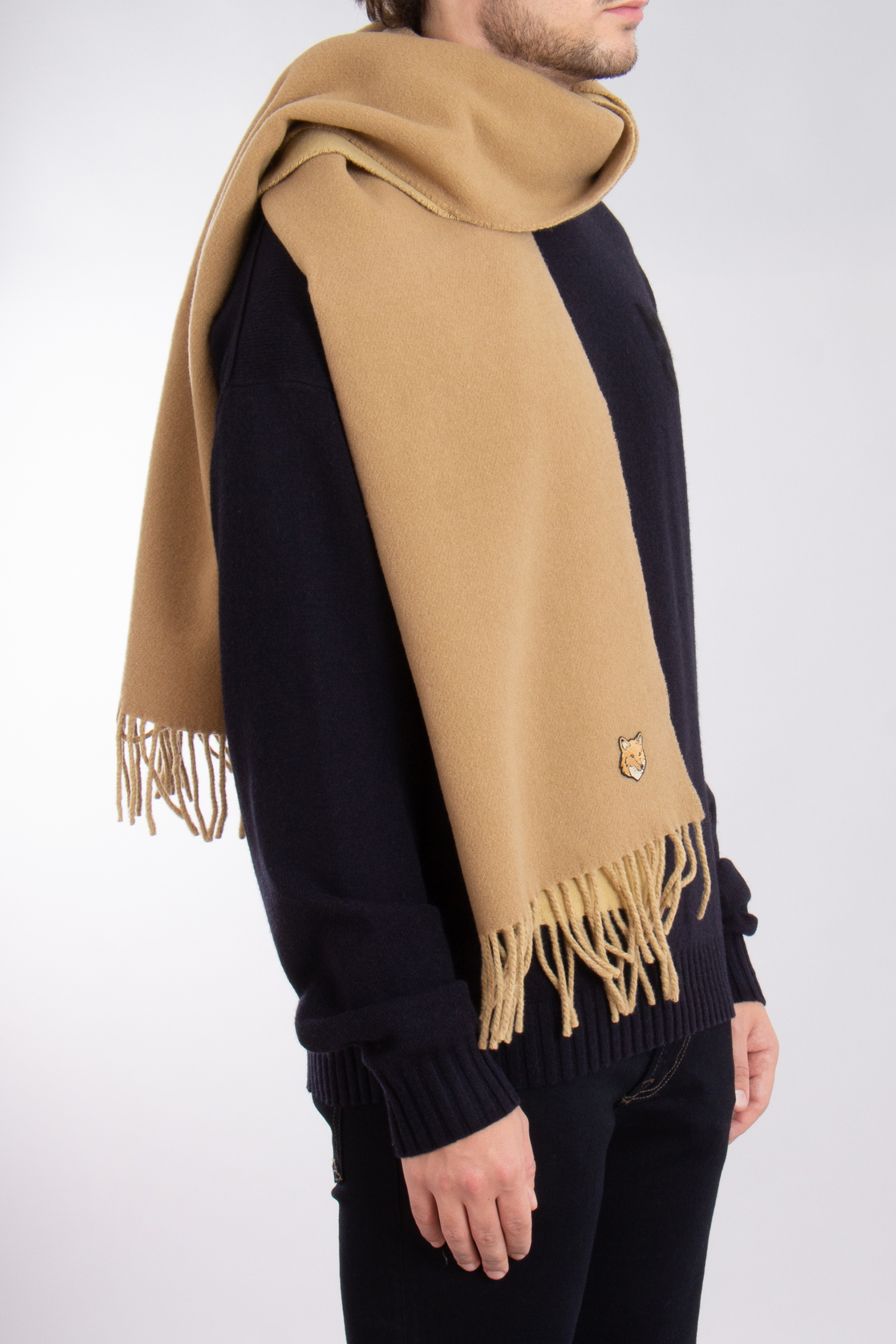 MAISON KITSUNÉ Bold Fox Head Patch Virgin Wool Scarf