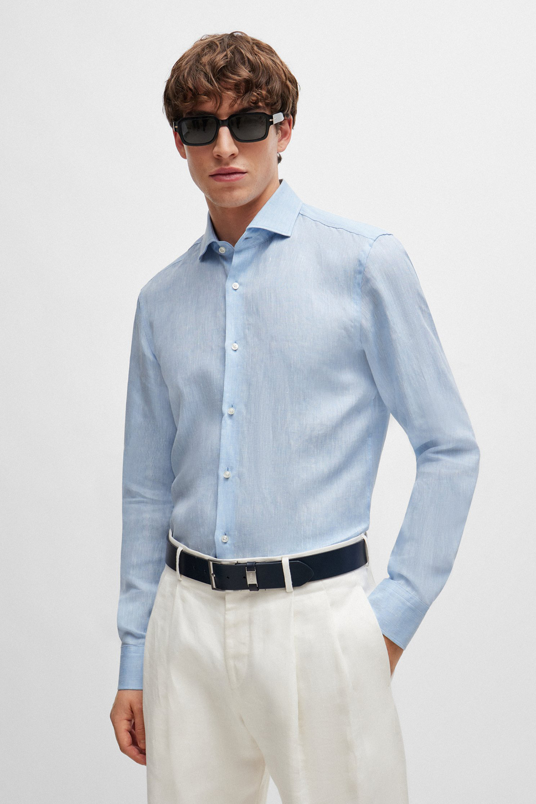 BOSS Slim Fit Linen Shirt H-Hank