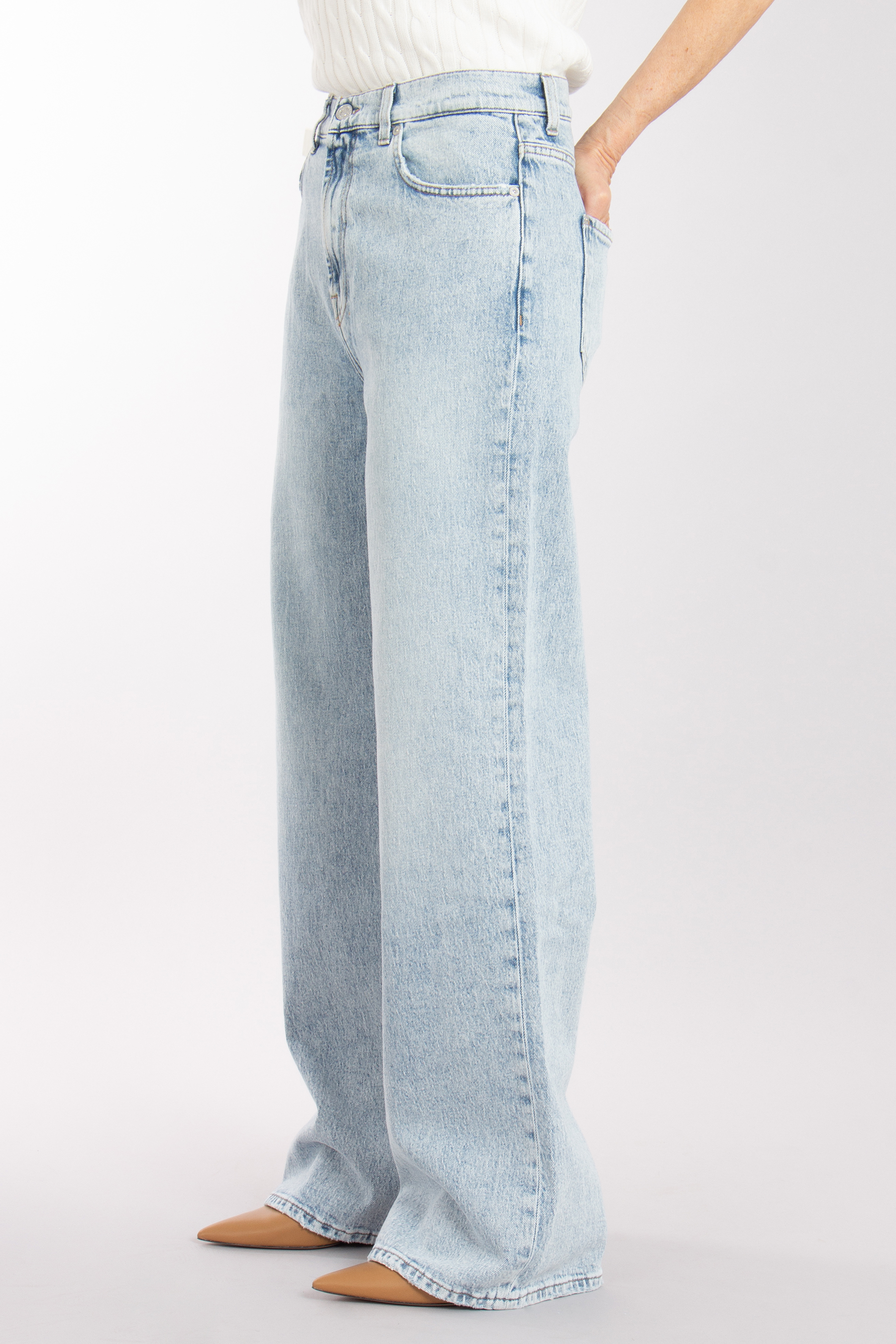 7 FOR ALL MANKIND X Chiara Biasi Cotton Stretch Denim Jeans Relaxed Trouser