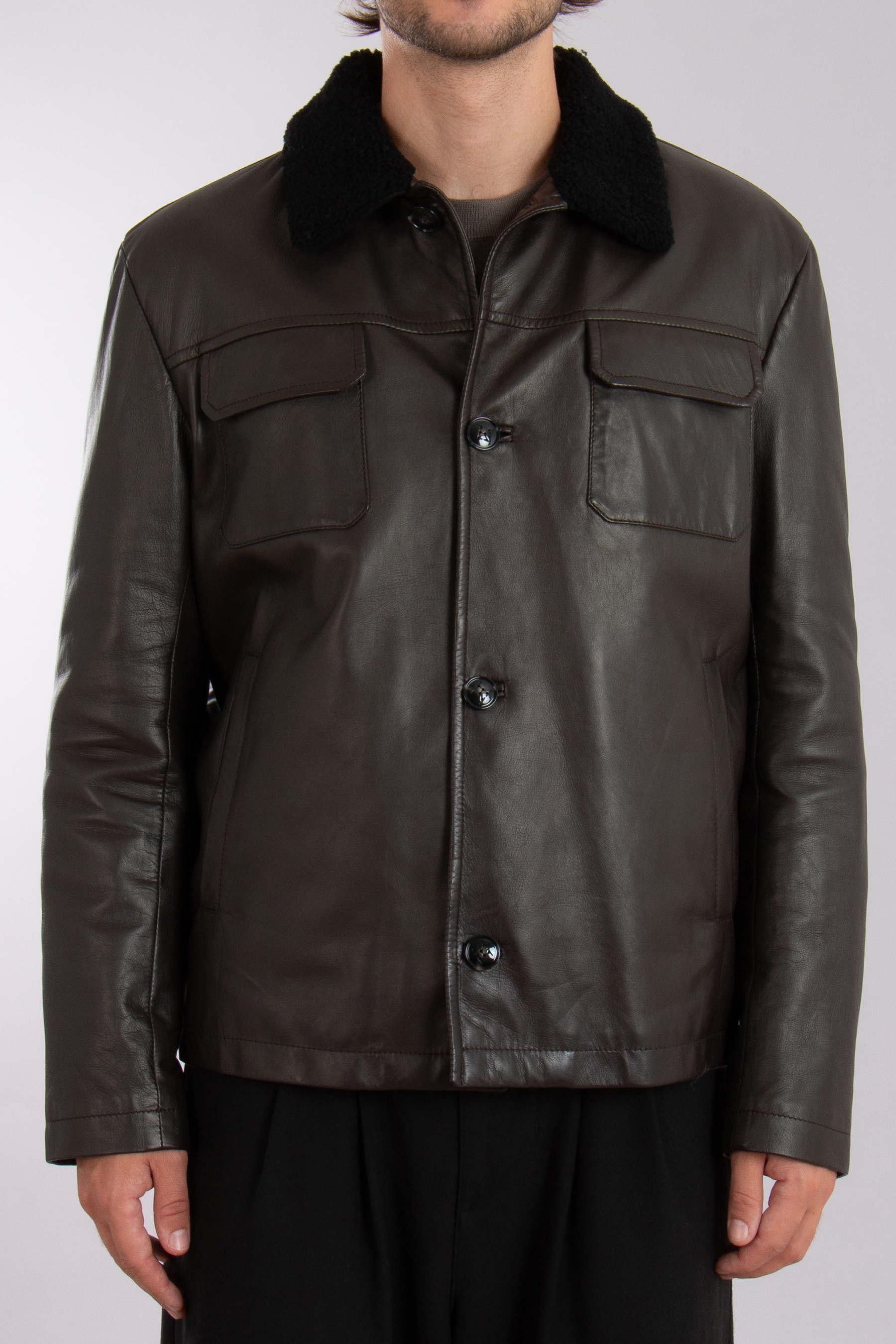 KITON Padded Lamb Leather Jacket