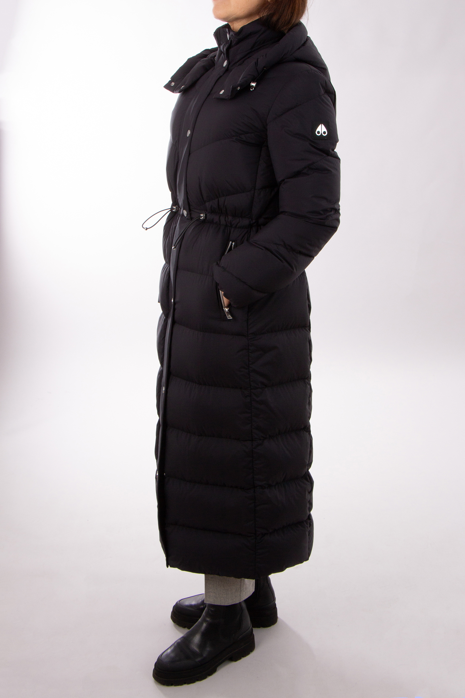 MOOSE KNUCKLES Hooded Nylon Belle Cote Long Puffer Coat