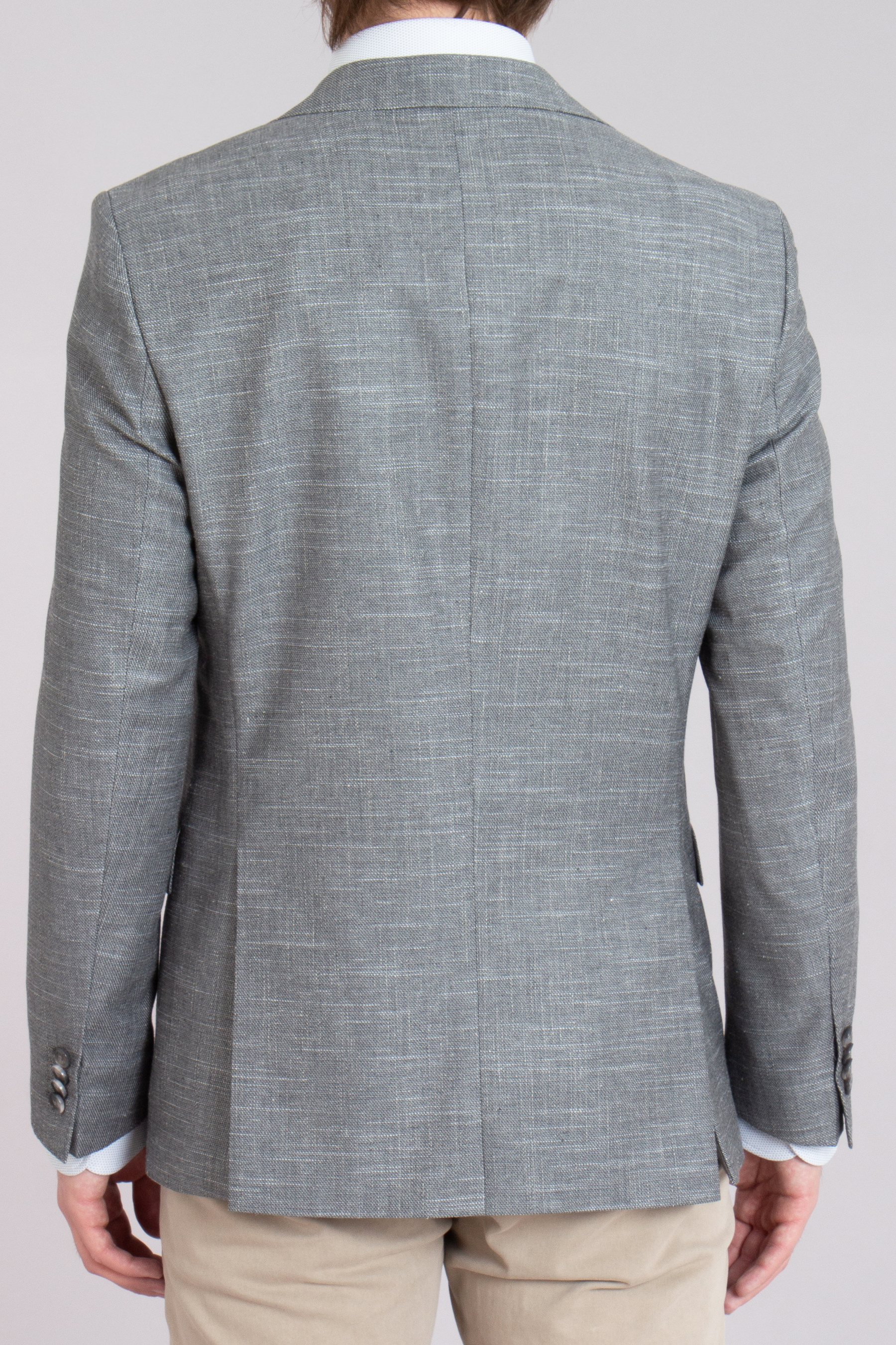 BOSS Slim Fit Patterned Virgin Wool-Cotton-Linen Stretch Jacket H-Hutson 