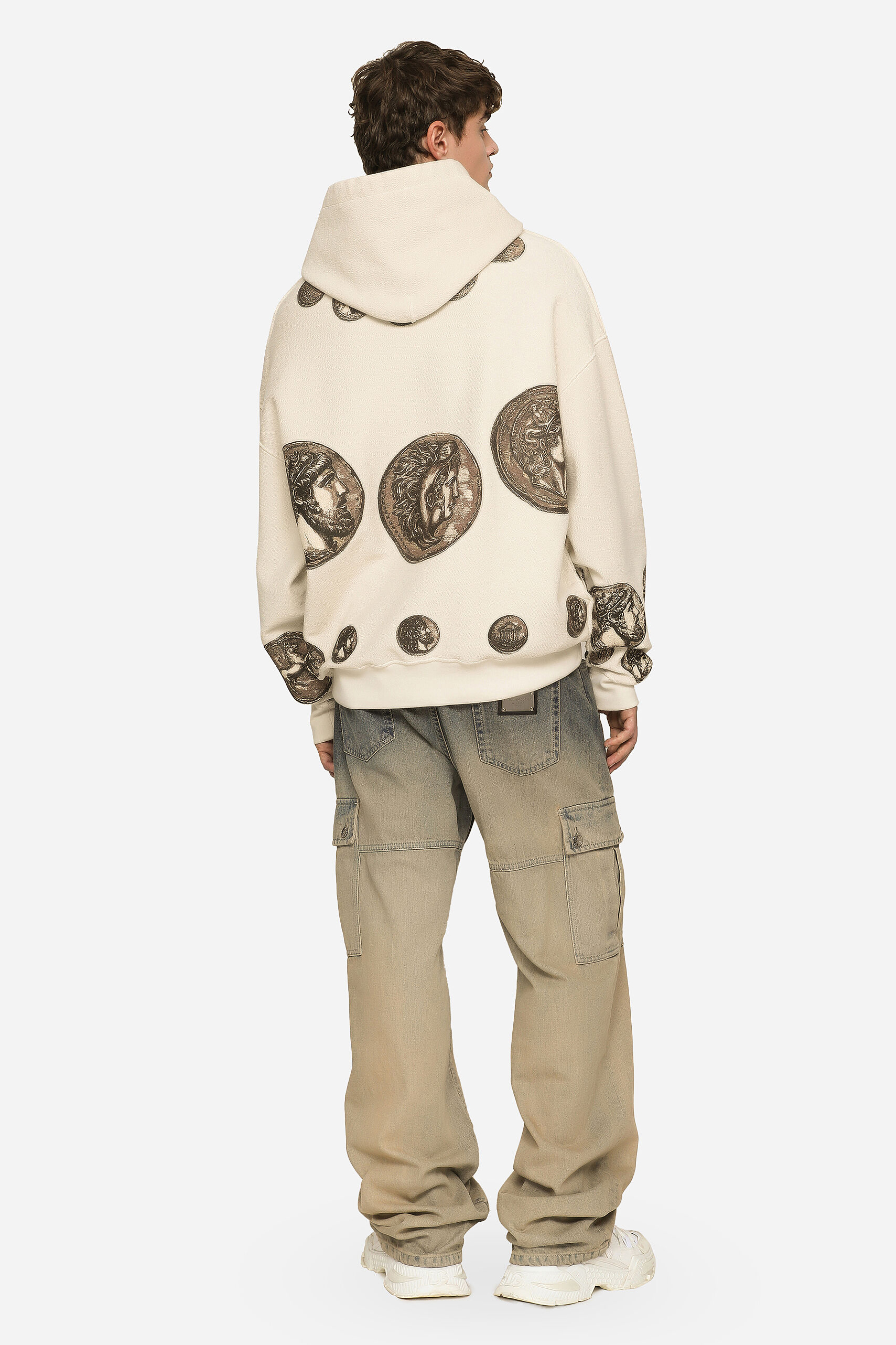 DOLCE & GABBANA Oversized Roman Coin Print Cotton Hoodie