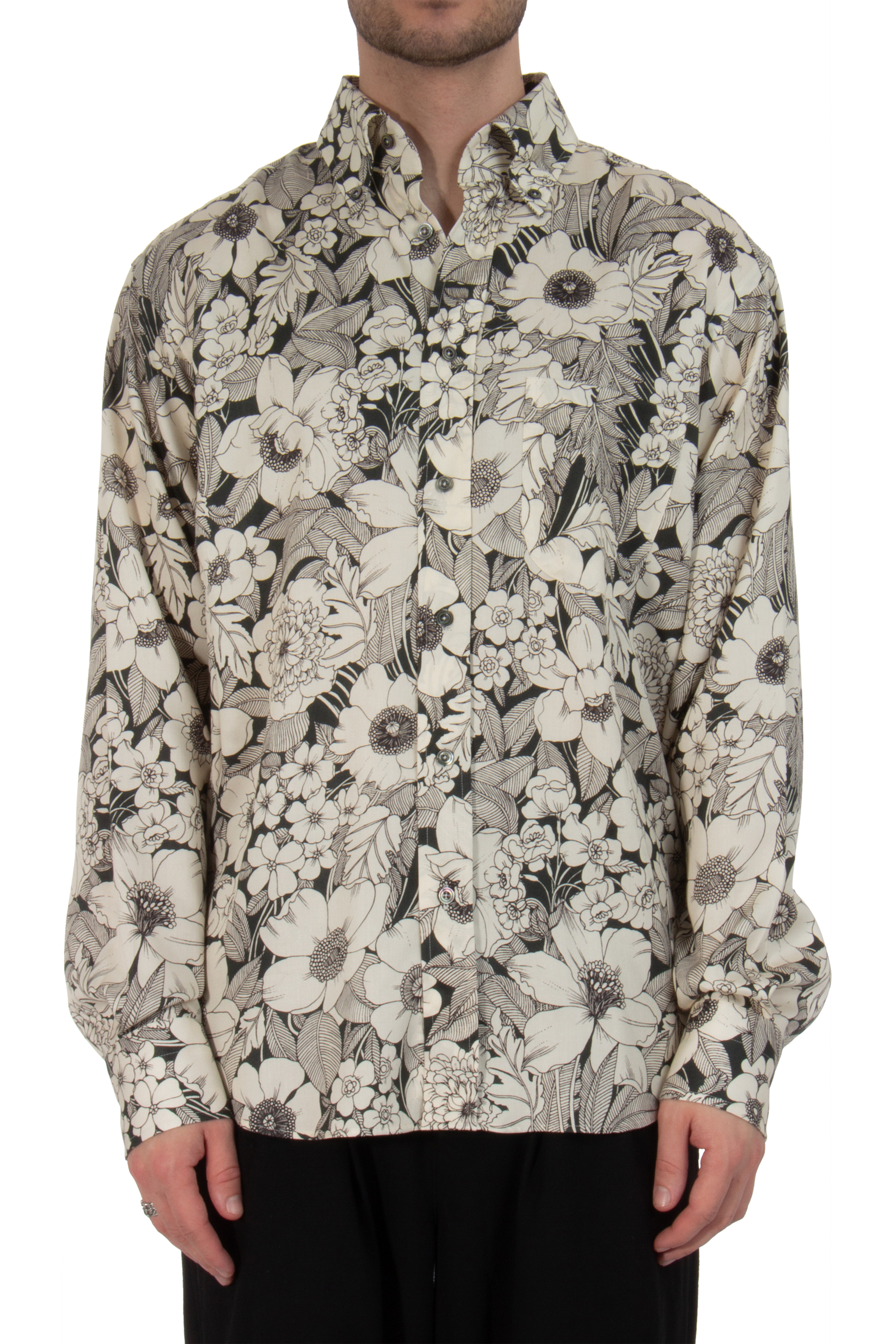 TOM FORD Linear Floral Fluid Fit Lyocell Shirt