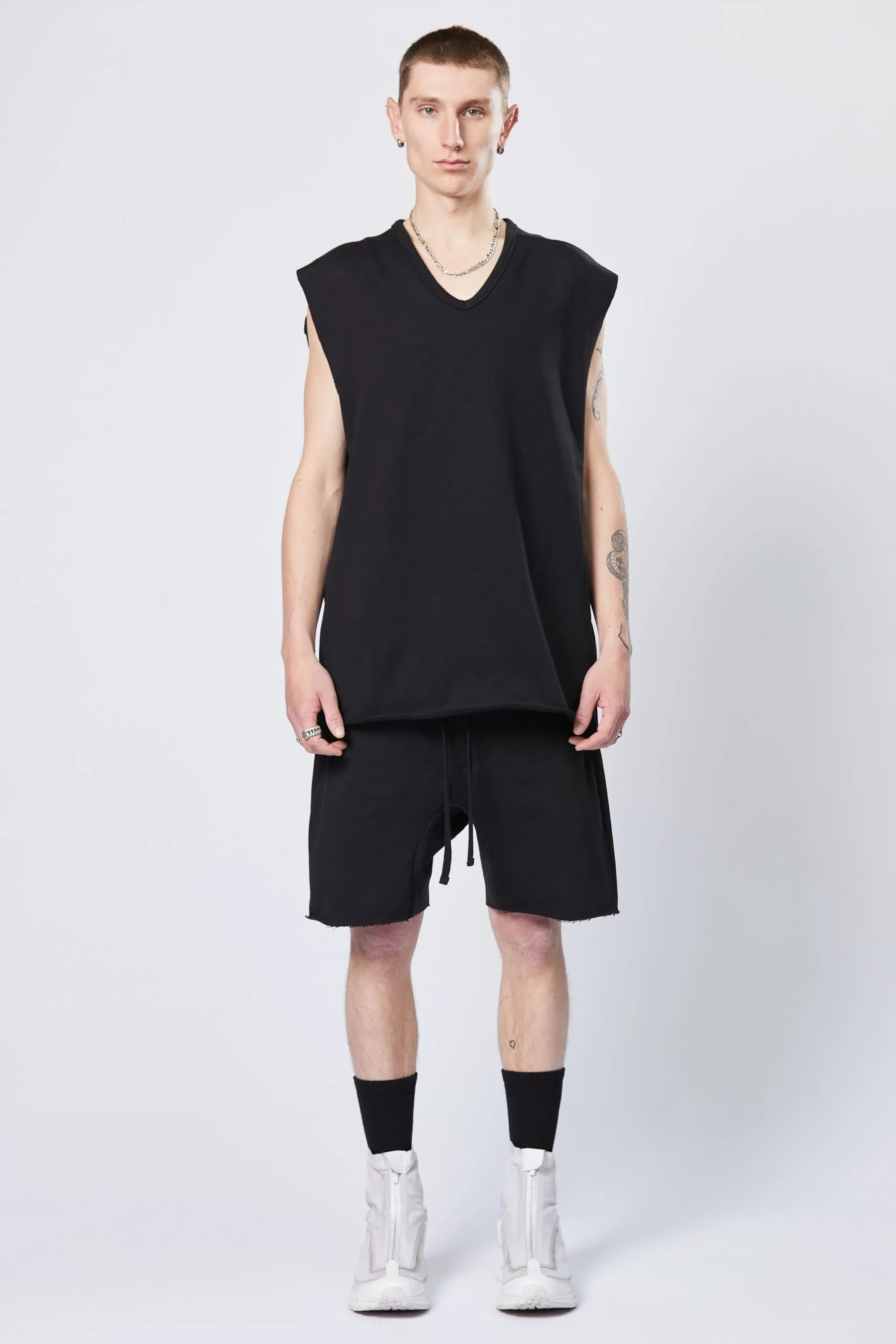 THOM KROM Sleeveless Cotton V-Neck Top