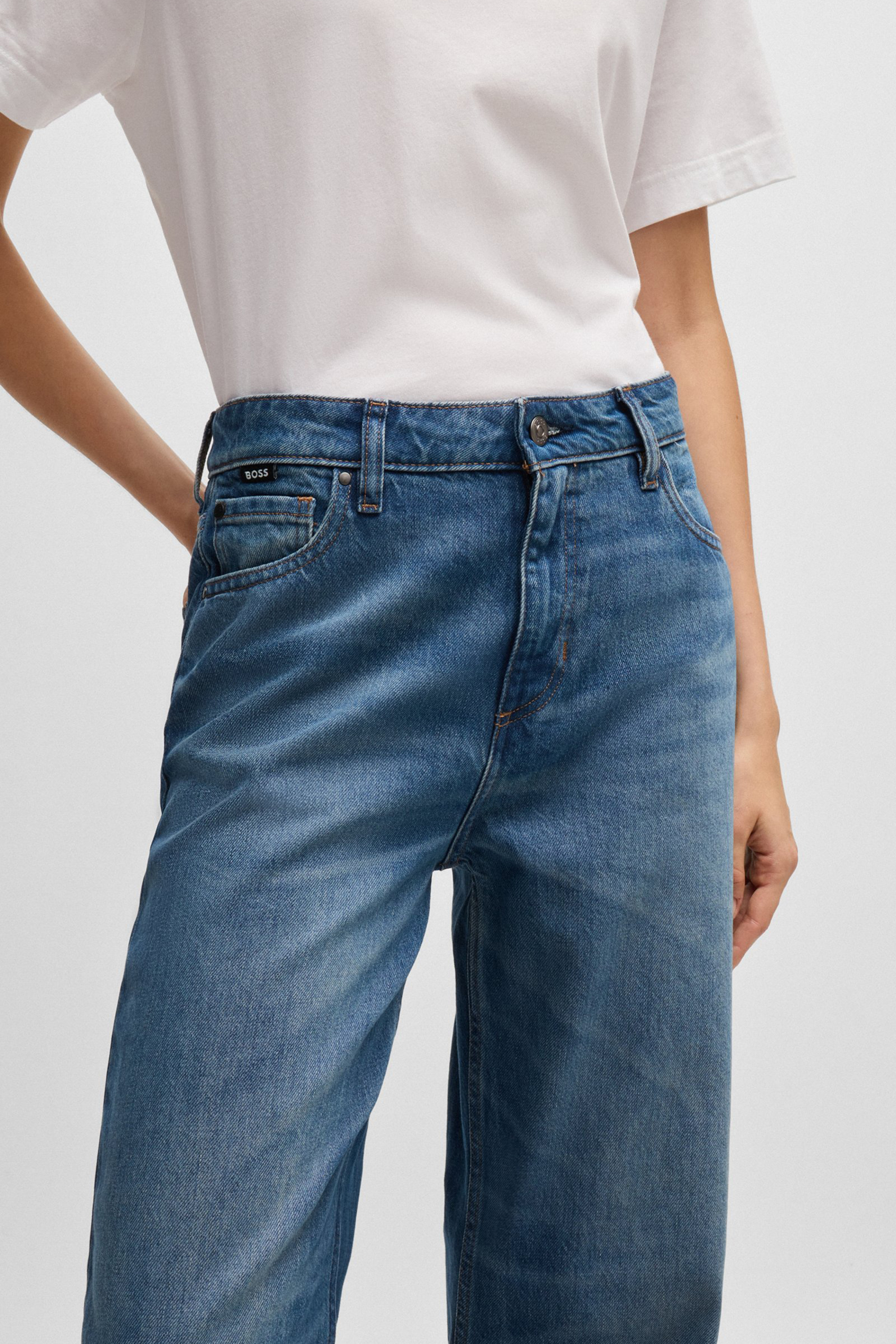 BOSS Cotton-Lyocell Blend Boyfriend Jeans Crossroad