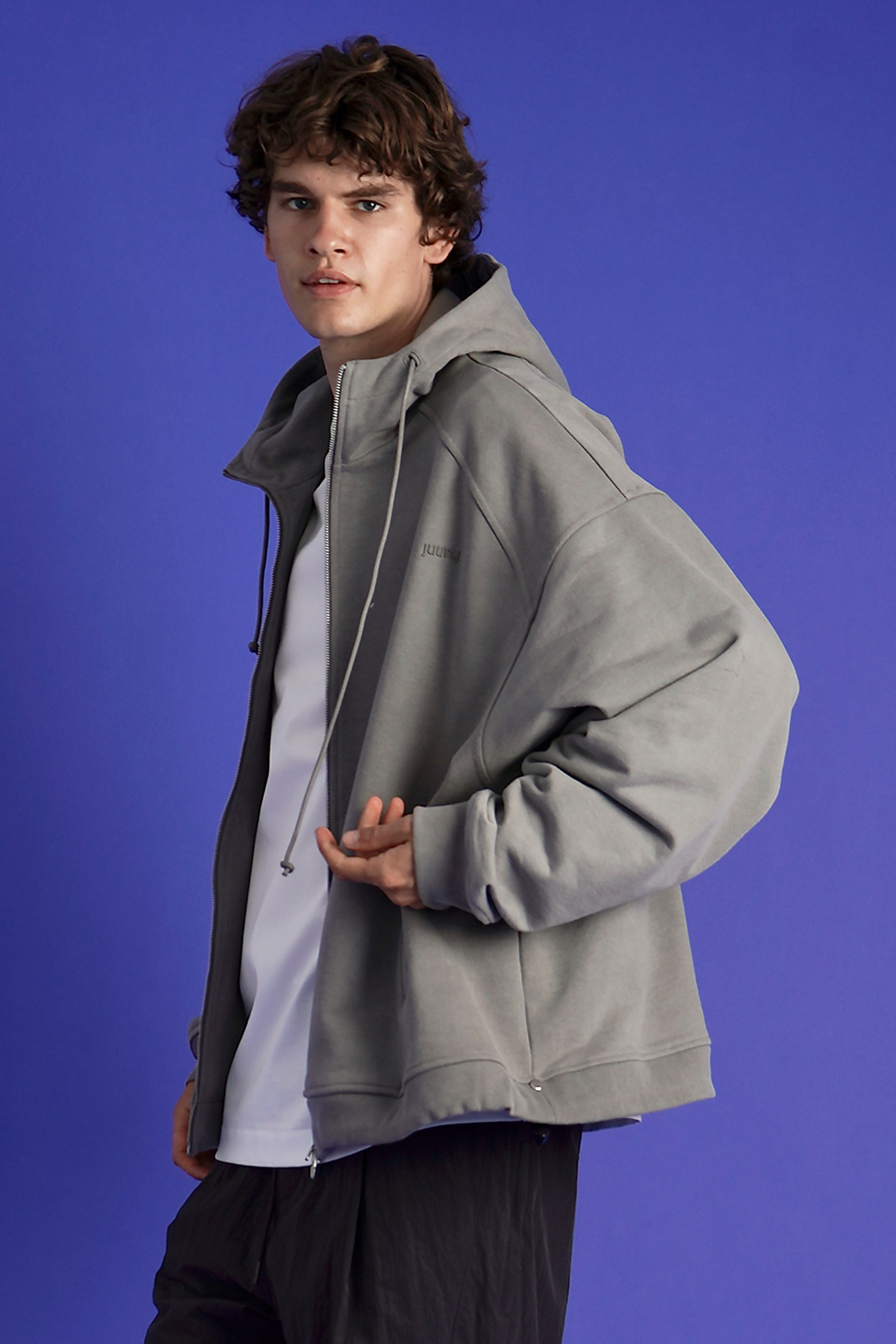 JUUN.J Oversized Cotton Zip-Up Hoodie