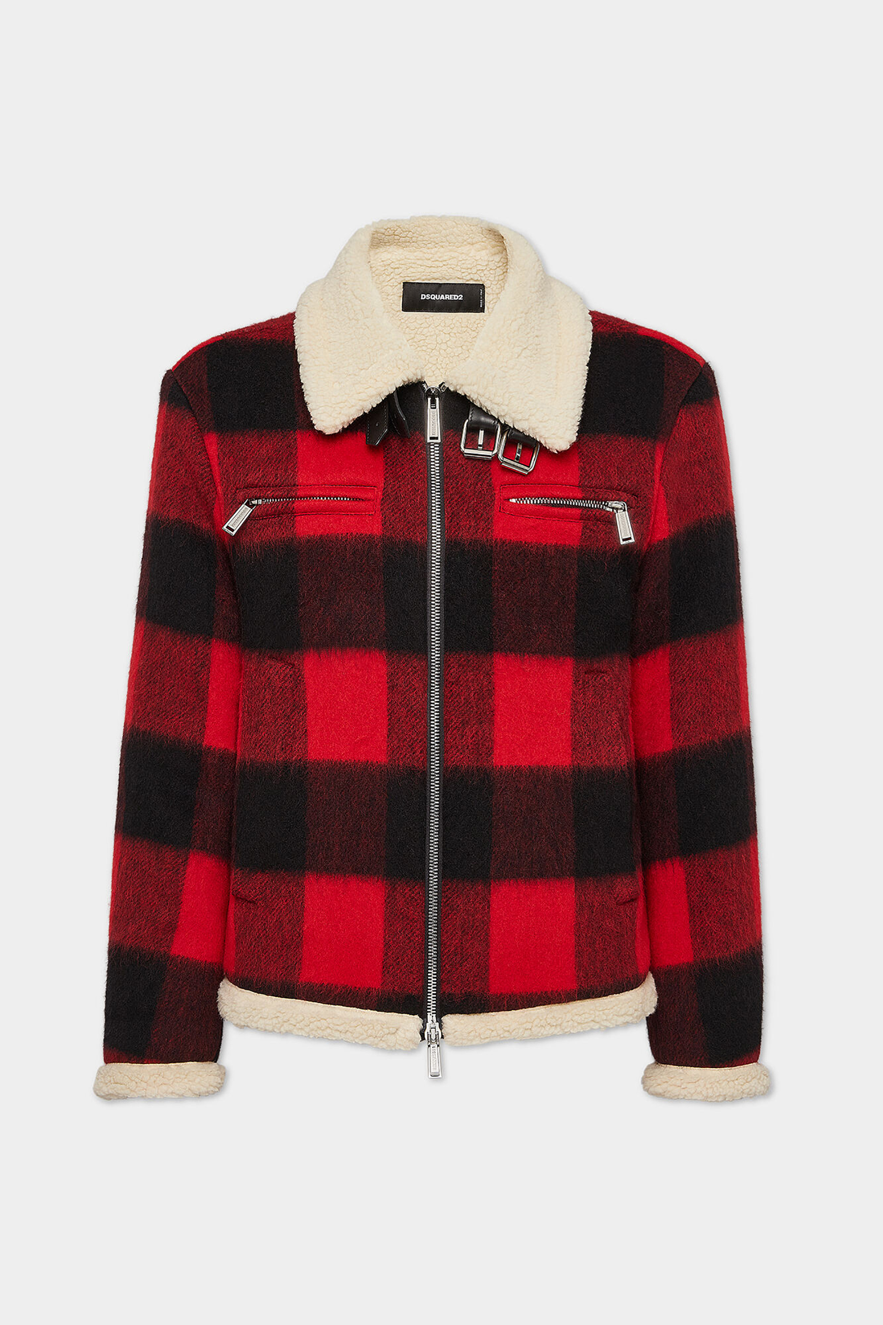 DSQUARED2 Checked Wool Blend Nightmare Aviator Jacket