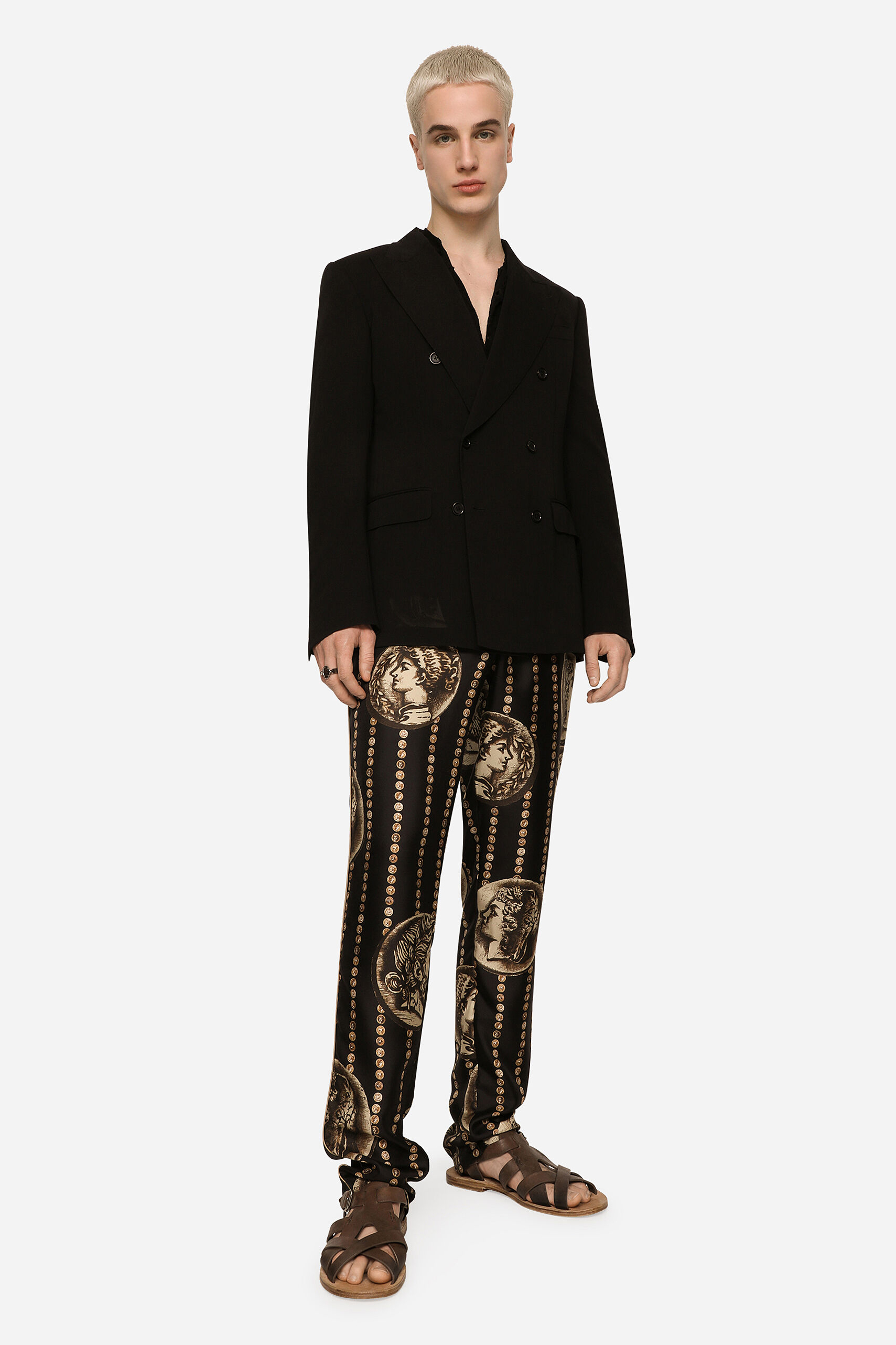 DOLCE & GABBANA Printed Silk Twill Sweatpants