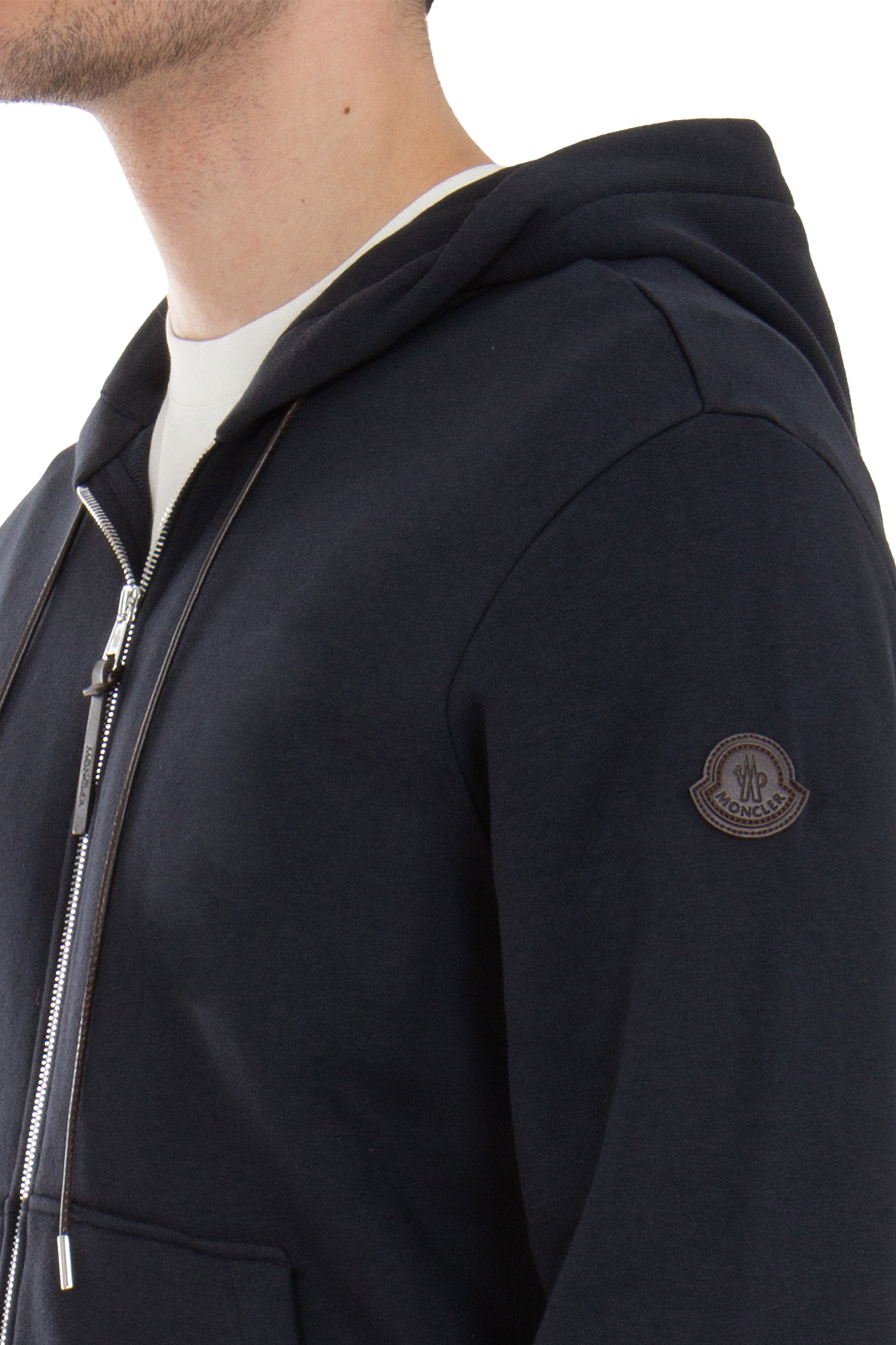 MONCLER Cotton Blend Fleece Zip Hoodie