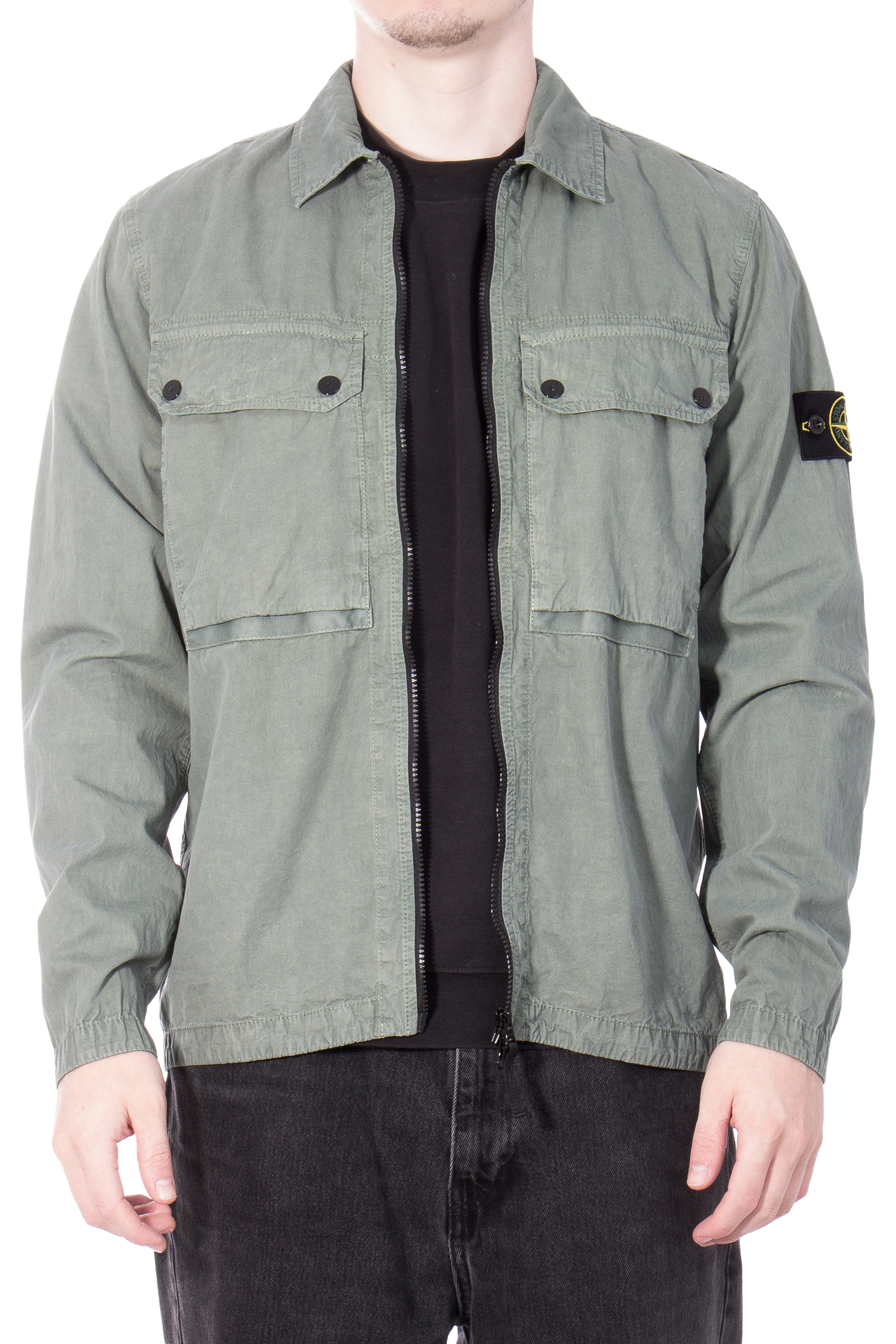 STONE ISLAND Zipped Cotton Overshirt 