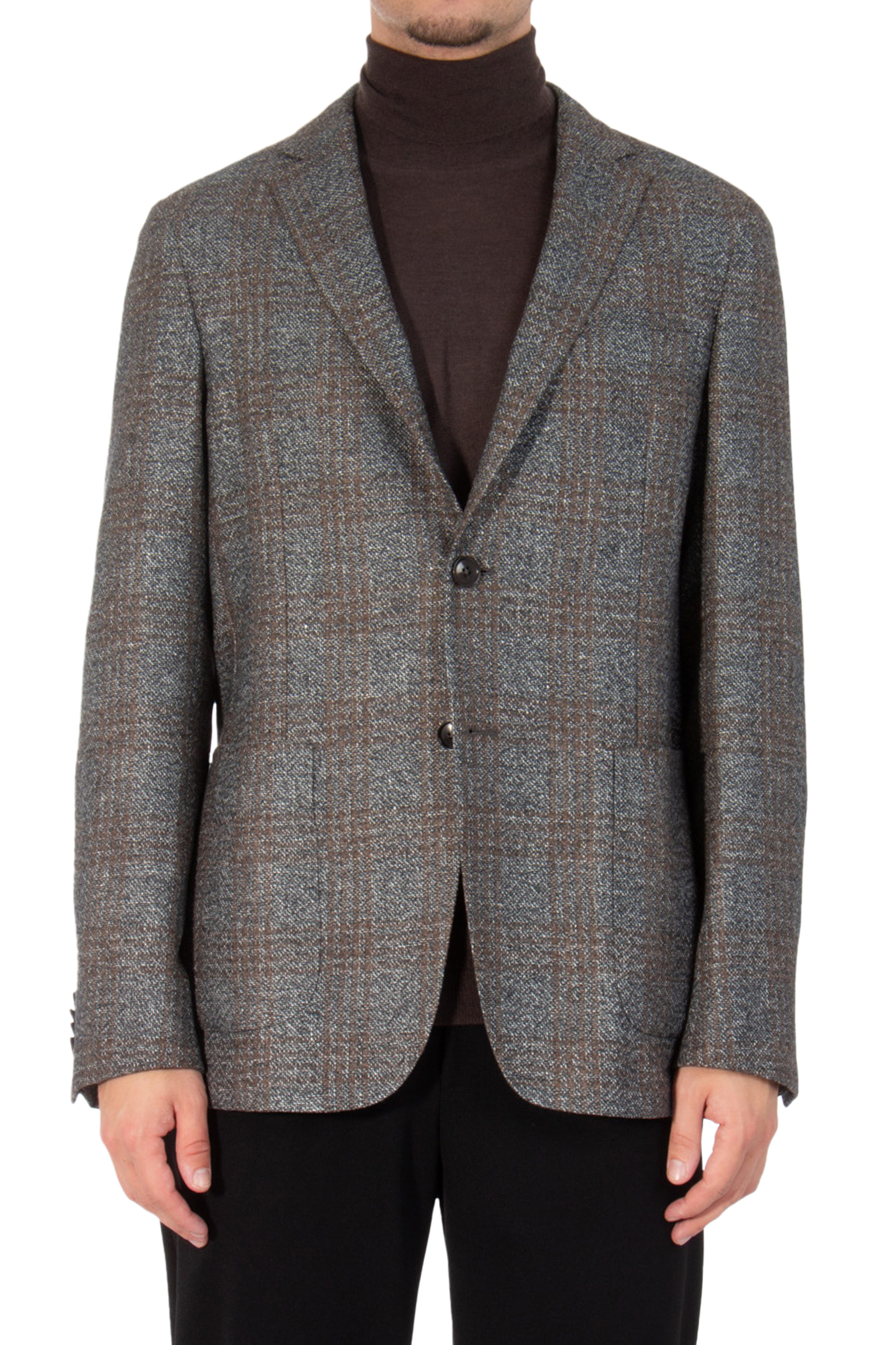 ZEGNA Checked Wool Linen & Cashmere Blend Jacket