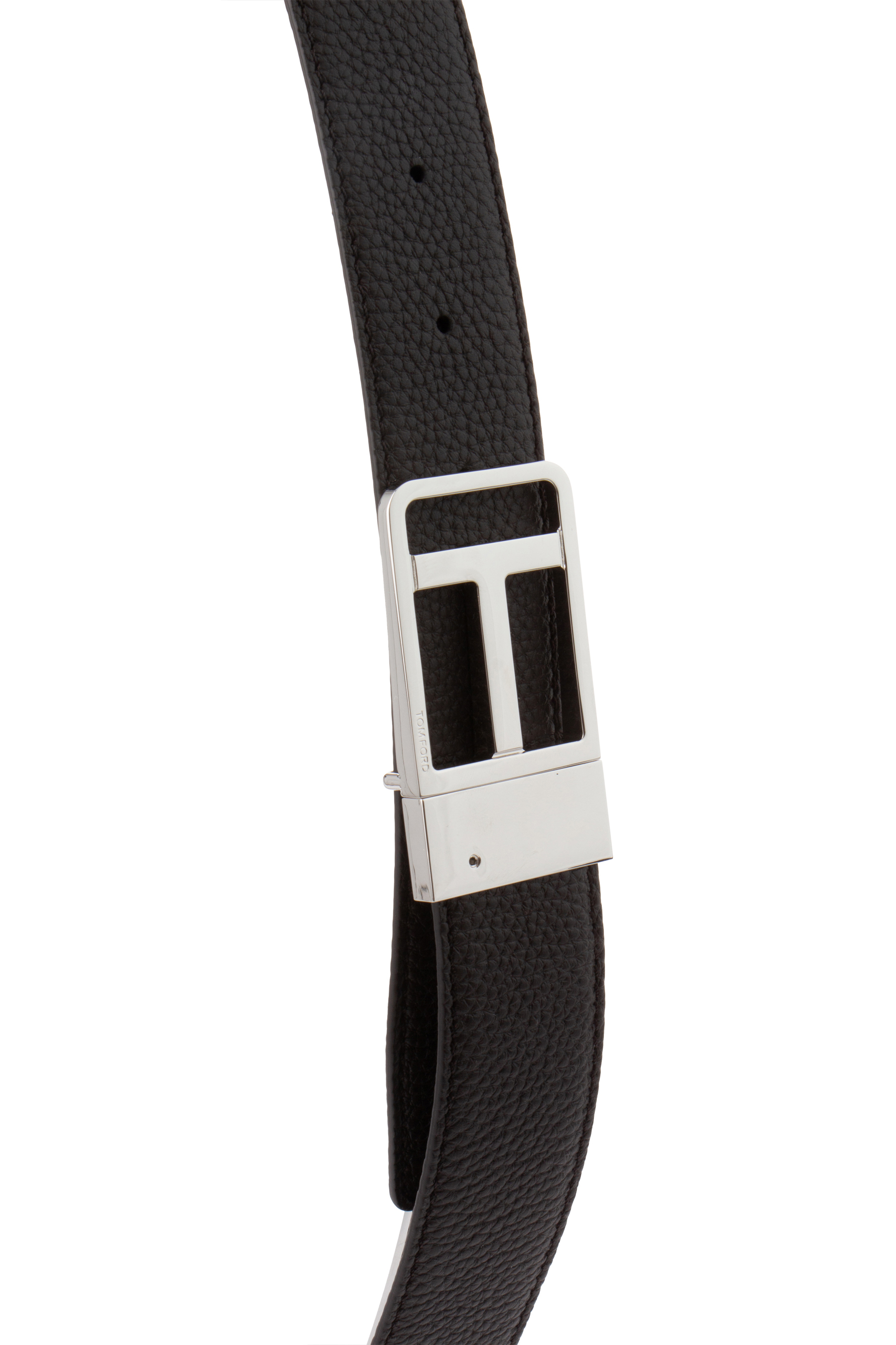 TOM FORD Reversible Grained Leather Framed Logo Belt