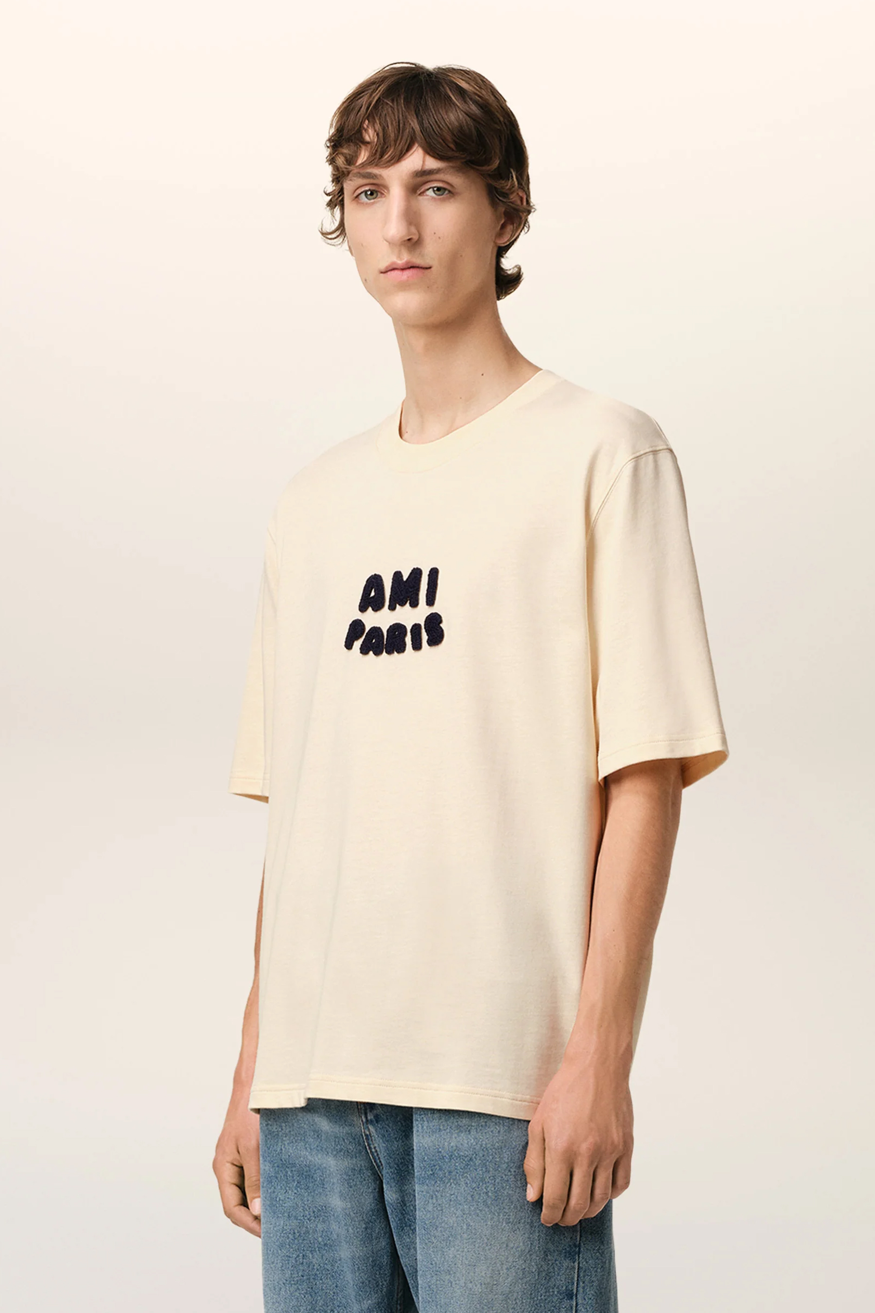 AMI PARIS Boxy Fit Organic Cotton Jersey T-Shirt