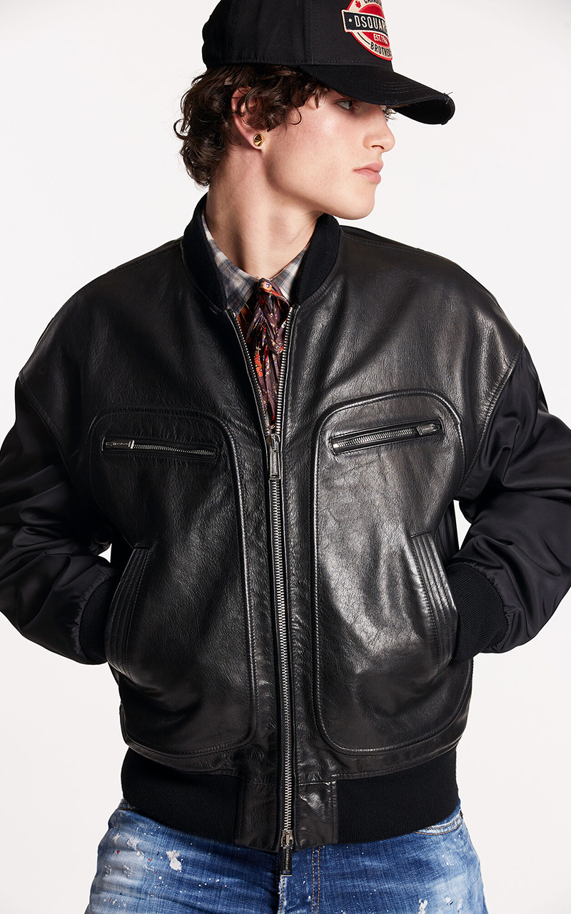 DSQUARED2 Western Aviator Leather Jacket