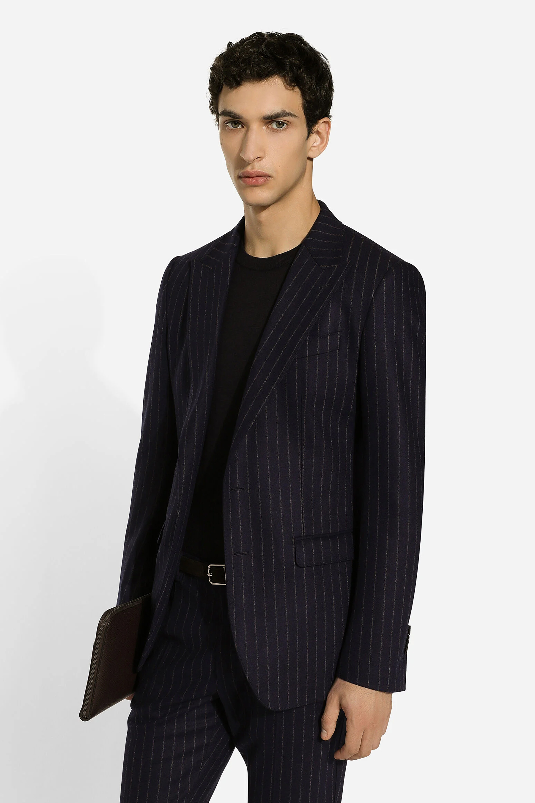 DOLCE & GABBANA Pinstripe Virgin Wool-Cashmere-Flannel Jacket Taormina