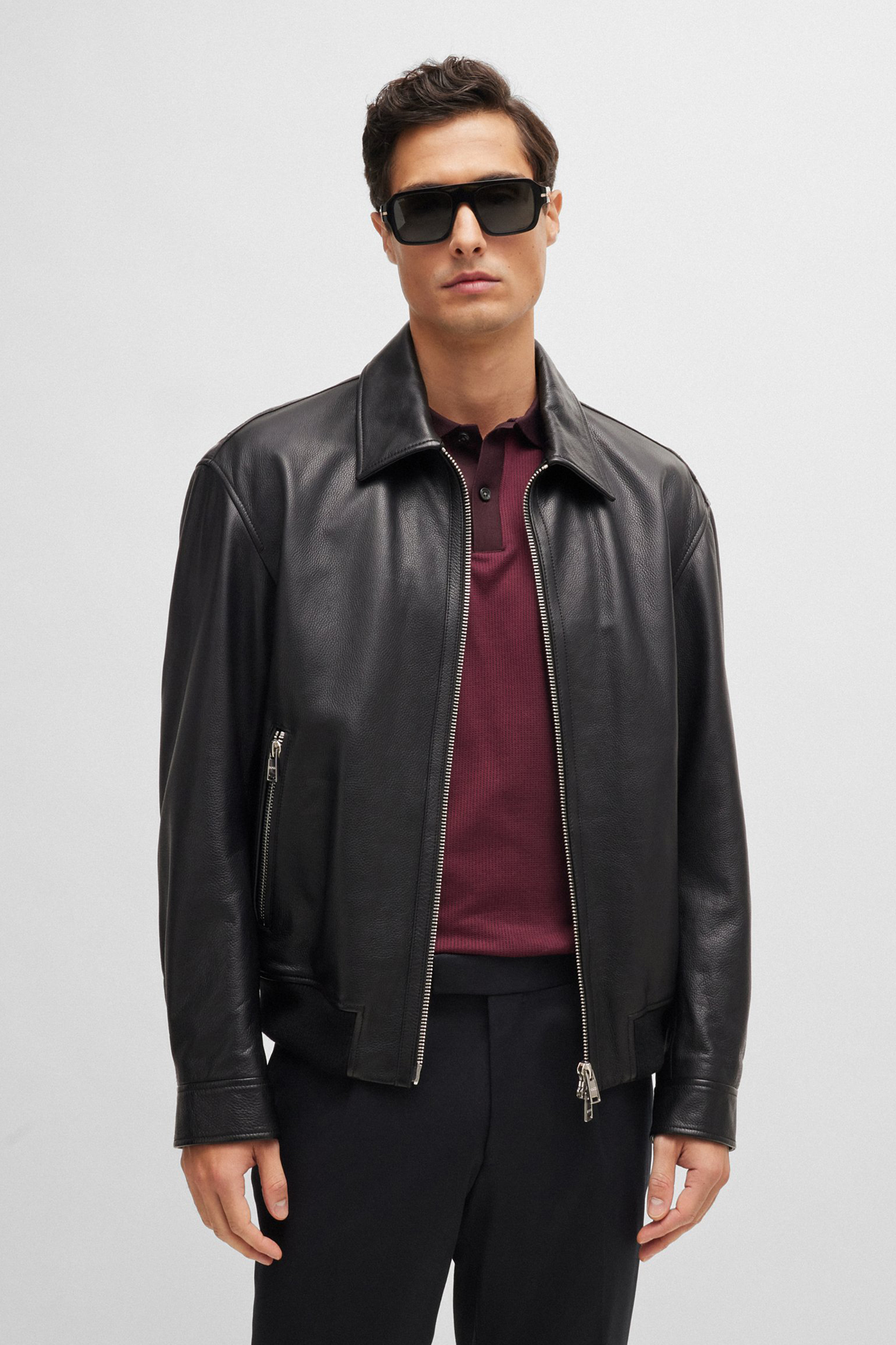 BOSS Regular Fit Leather Jacket C-Merwyn