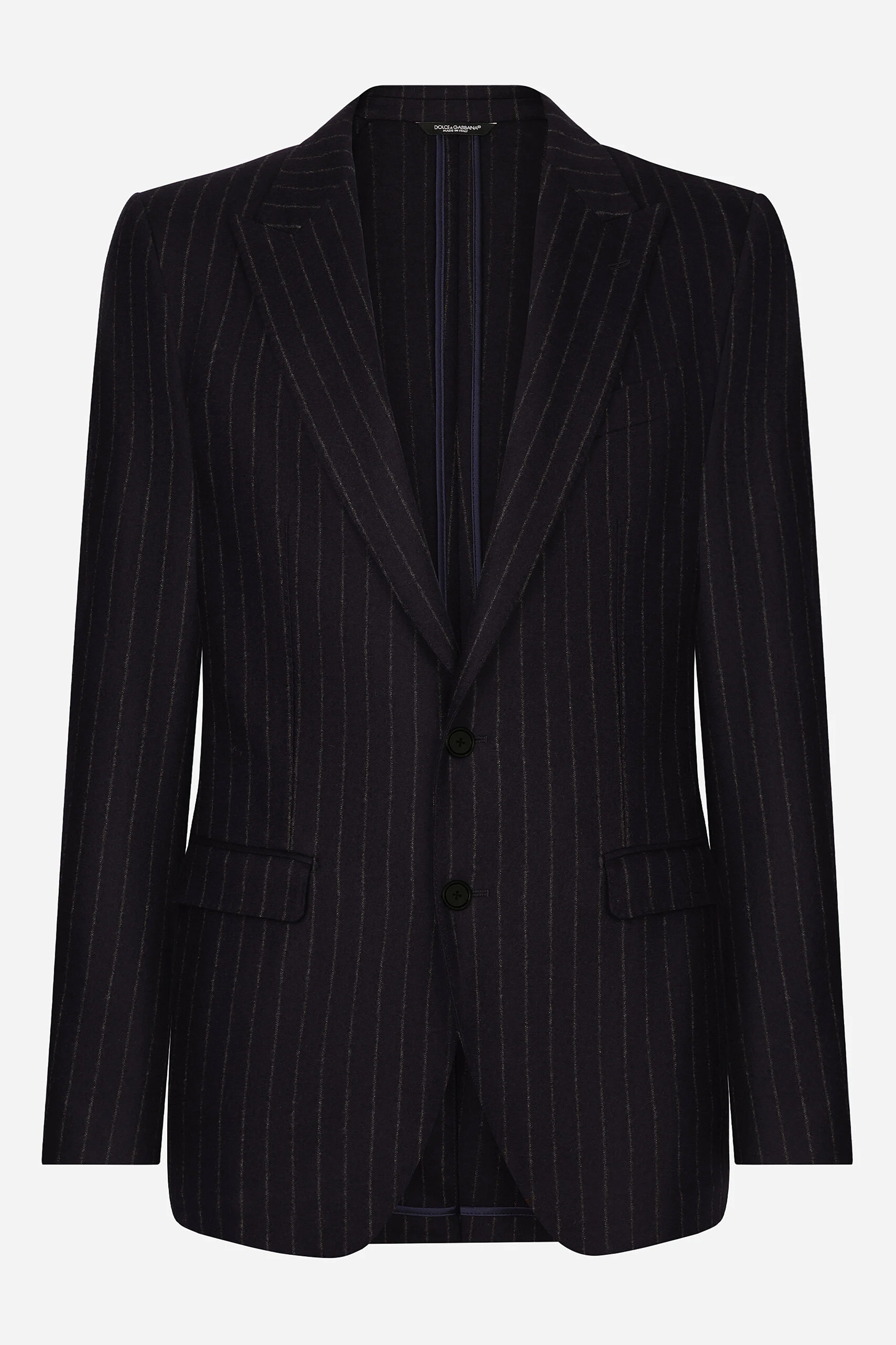 DOLCE & GABBANA Pinstripe Virgin Wool-Cashmere-Flannel Jacket Taormina