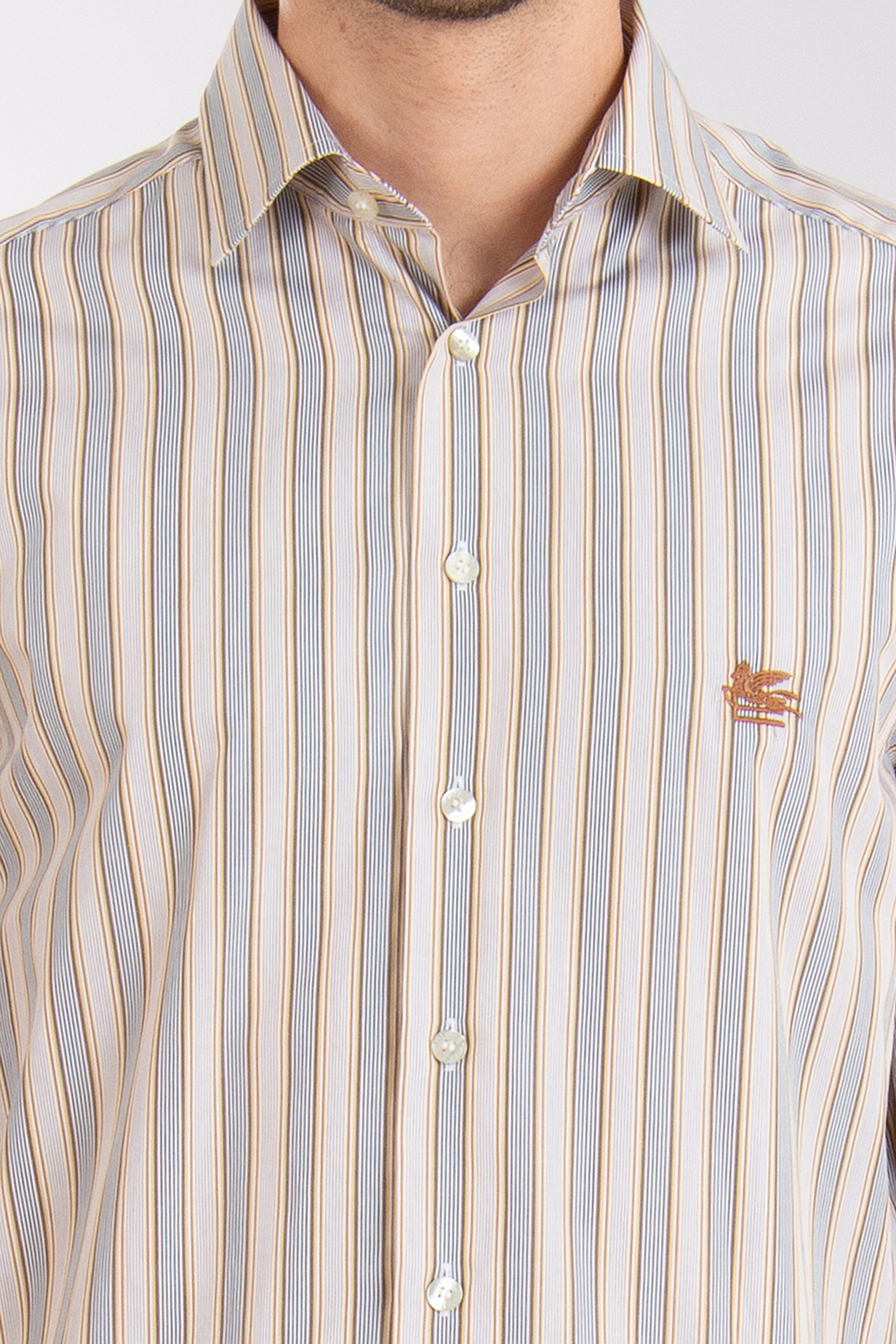 ETRO Regular Fit Embroidered Striped Cotton Shirt