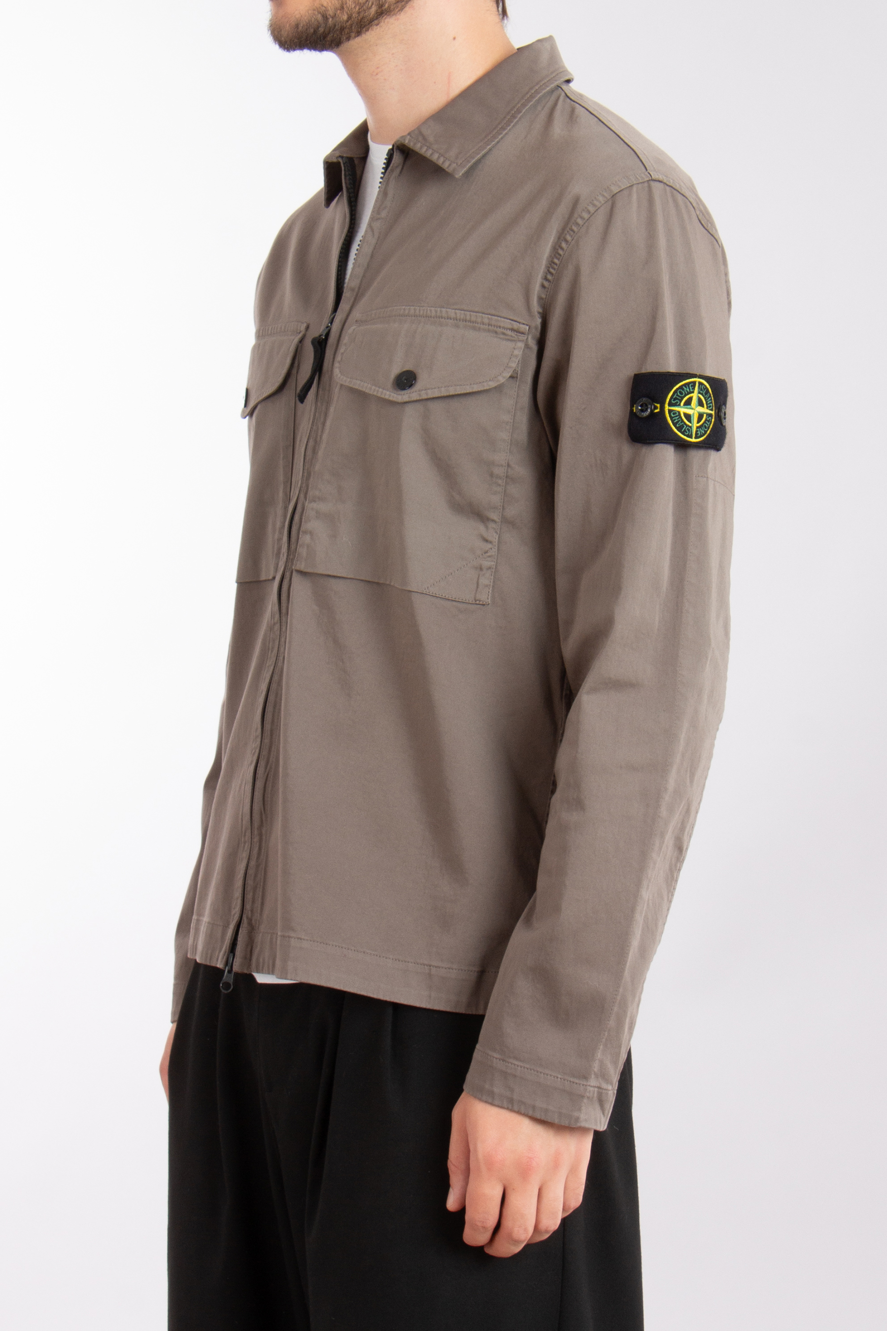 STONE ISLAND Organic Cotton Stretch Satin Overshirt