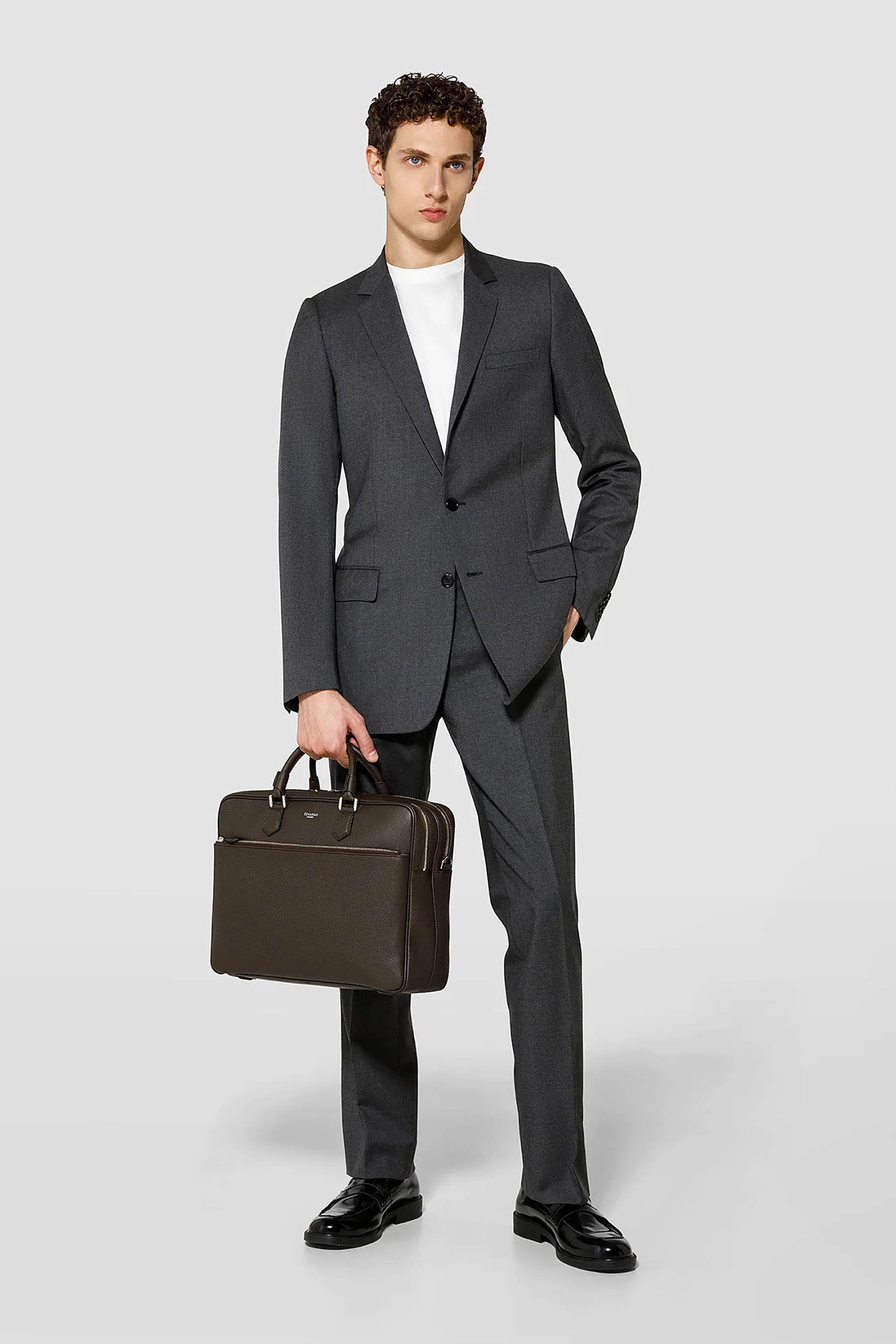 SERAPIAN Large Cashmere Leather Briefcase