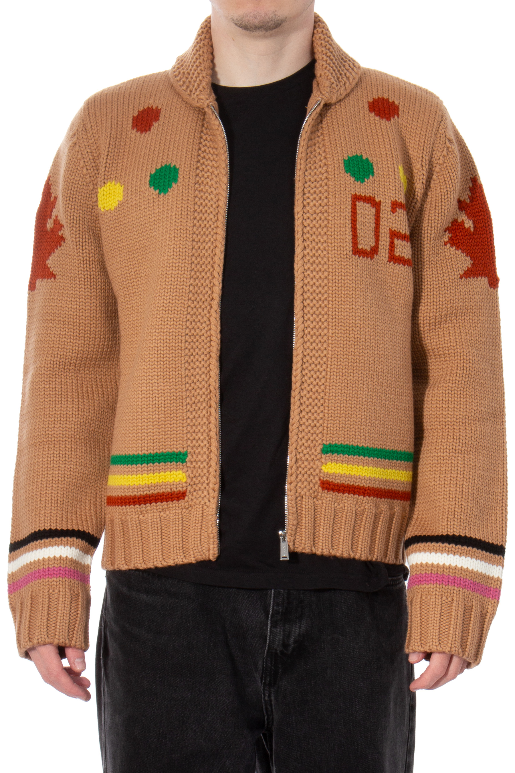 DSQUARED2 Knitted Zip Wool Cardigan D2 Game