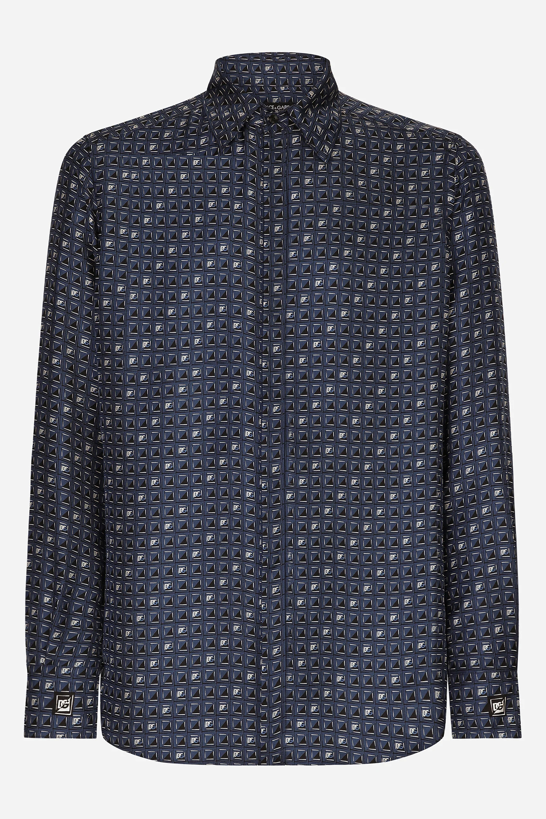 DOLCE & GABBANA Martini Fit Tie Print Silk Shirt