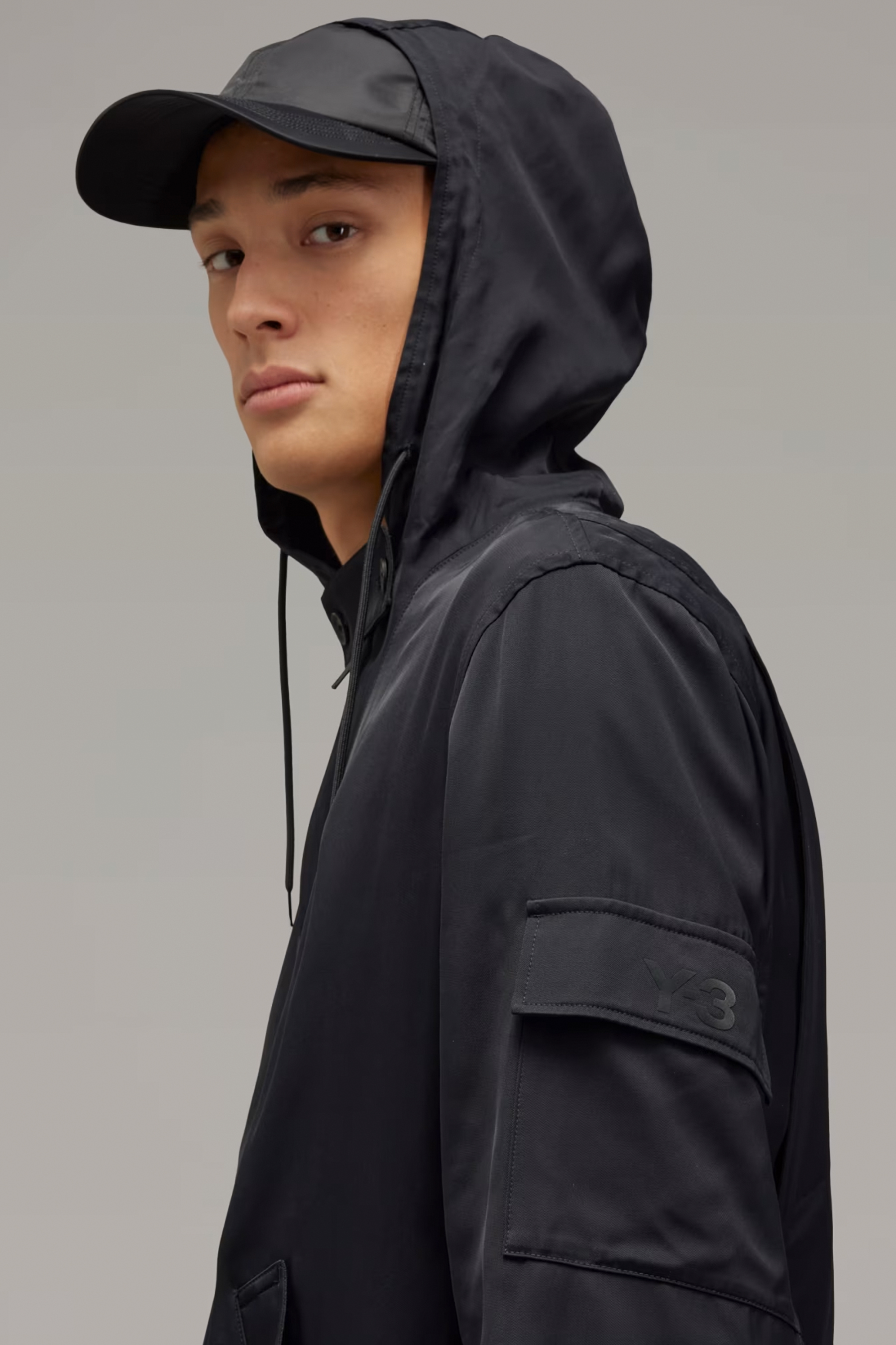 Y-3 Loose Fit Rayon Twill Hooded Jacket