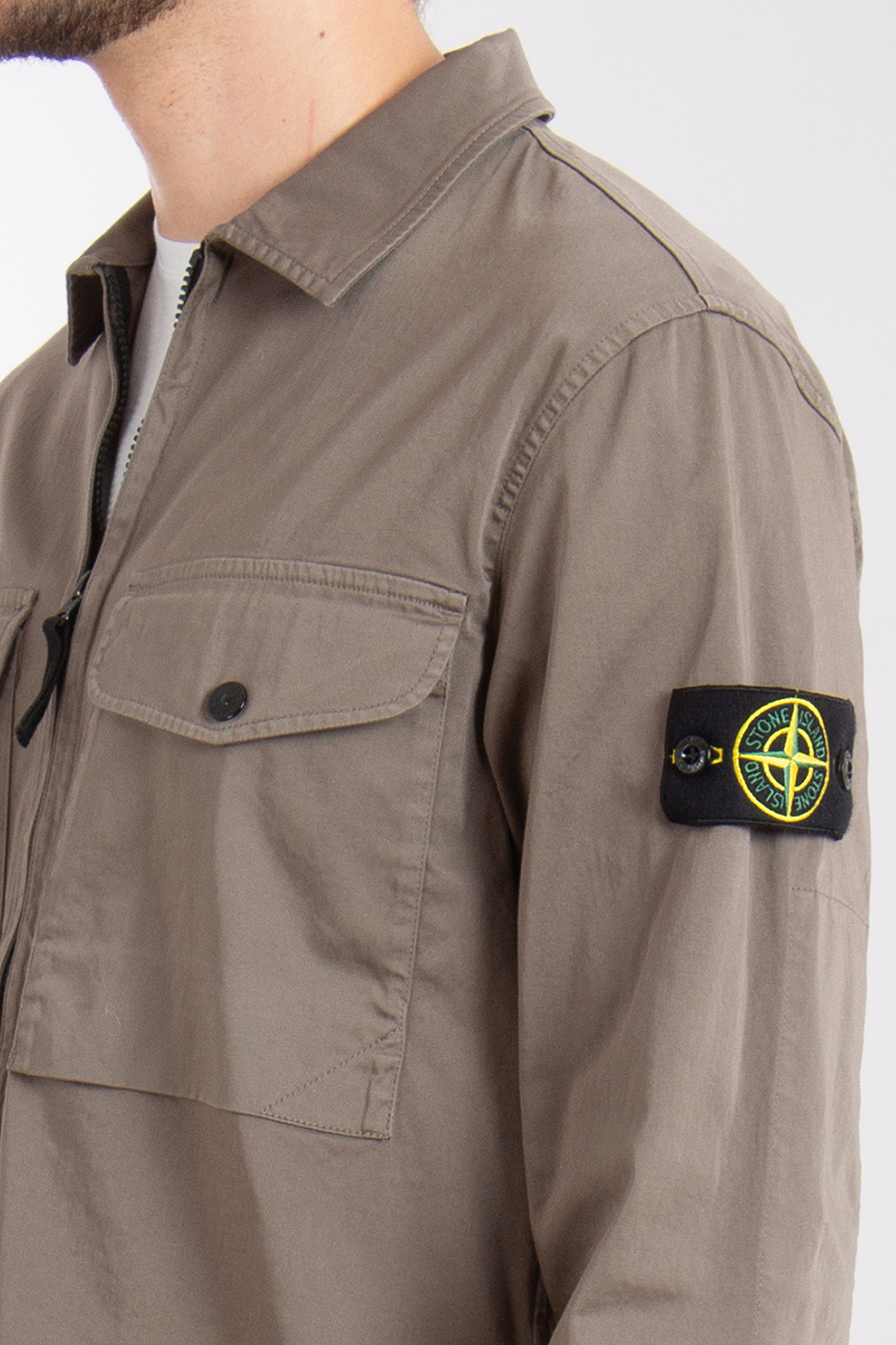 STONE ISLAND Organic Cotton Stretch Satin Overshirt