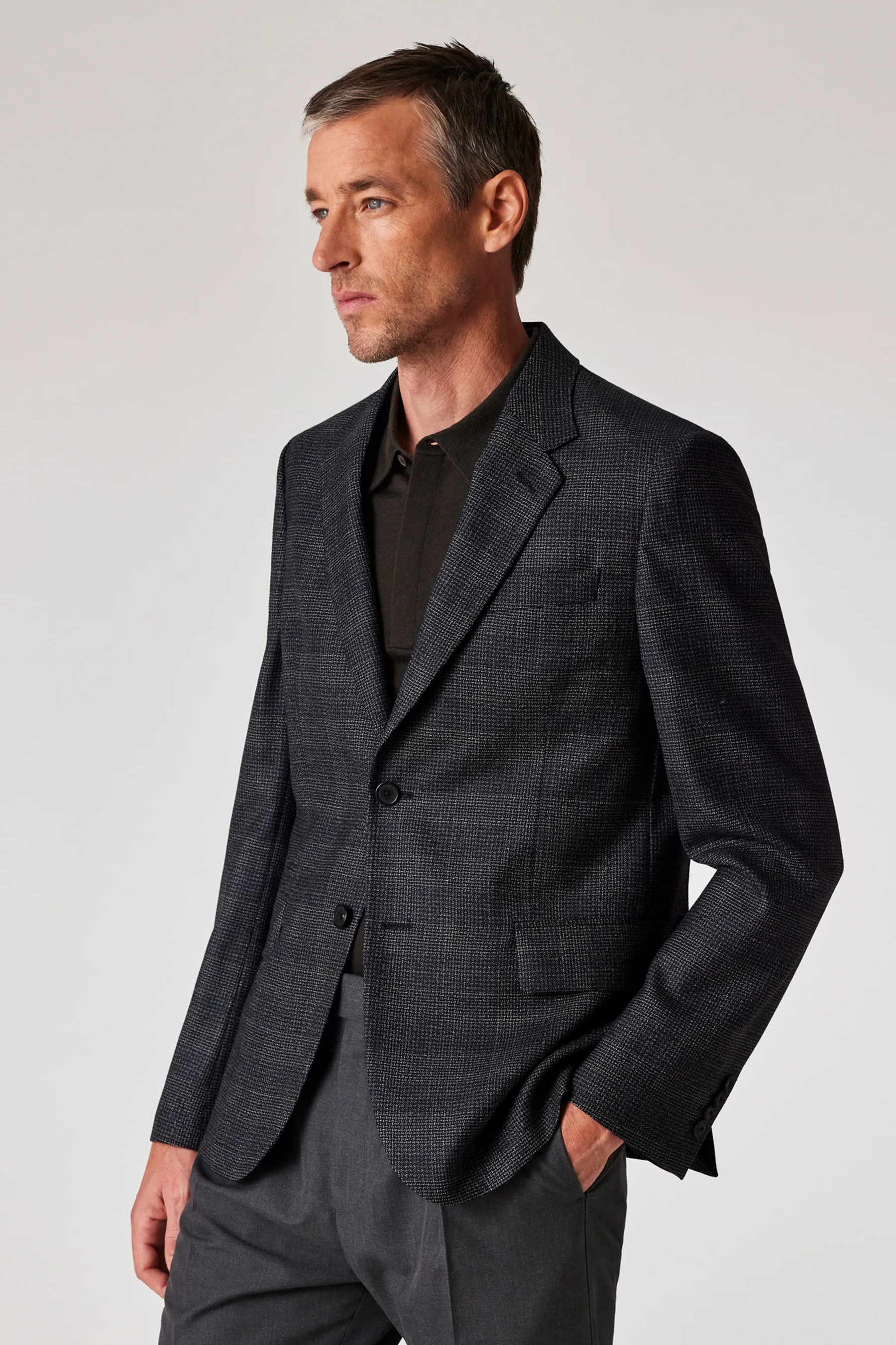 PAUL SMITH Tailored Fit Gingham Check Natural Stretch Wool Jacket