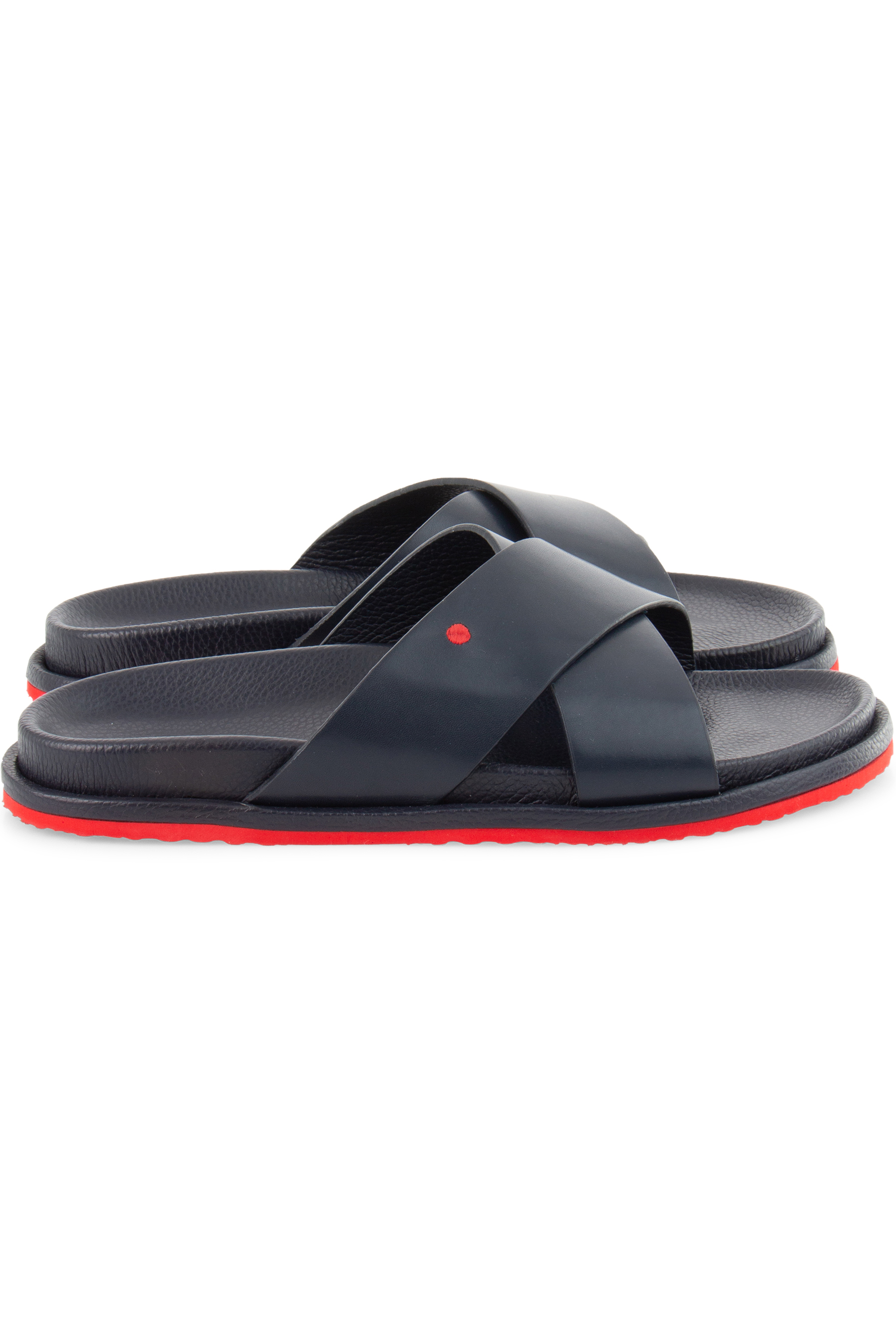 KITON Crossover Strap Leather Slides