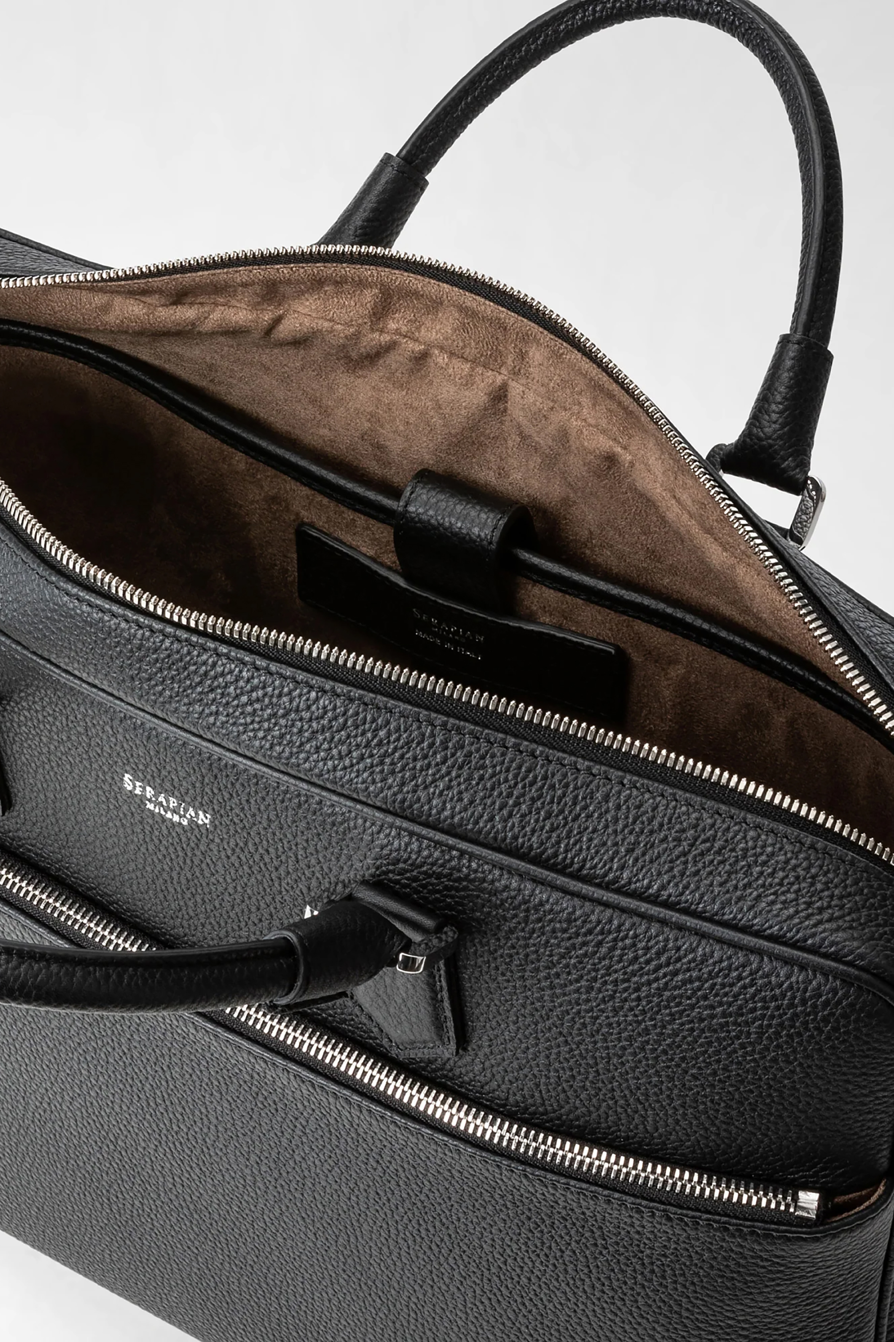 SERAPIAN Slim Cashmere Leather Briefcase