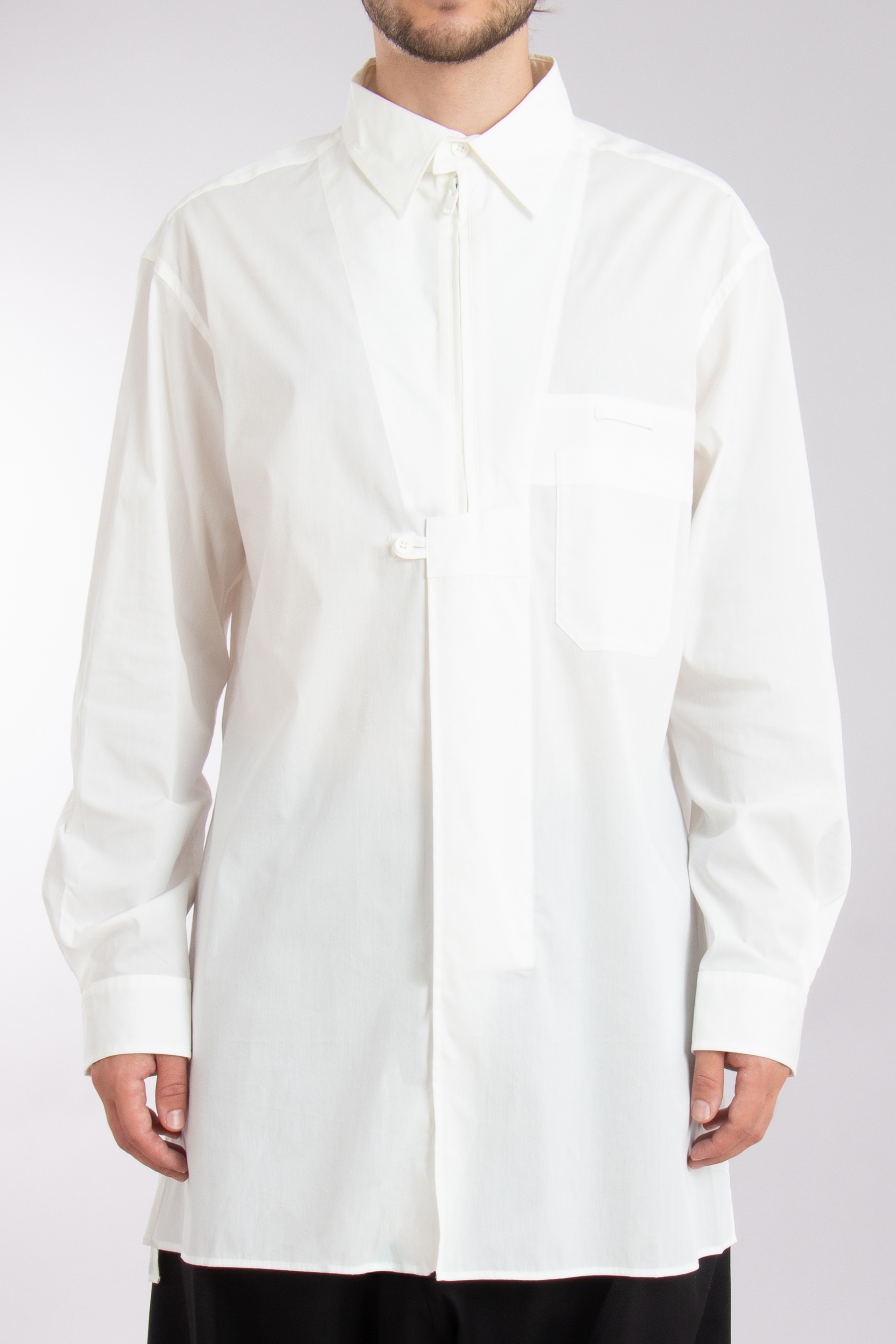 Y-3 Oversized Cotton Blend Stretch Overshirt