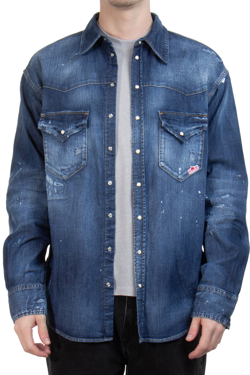 DSQUARED2 D2 Leaf West Dropped Shoulder Denim Shirt