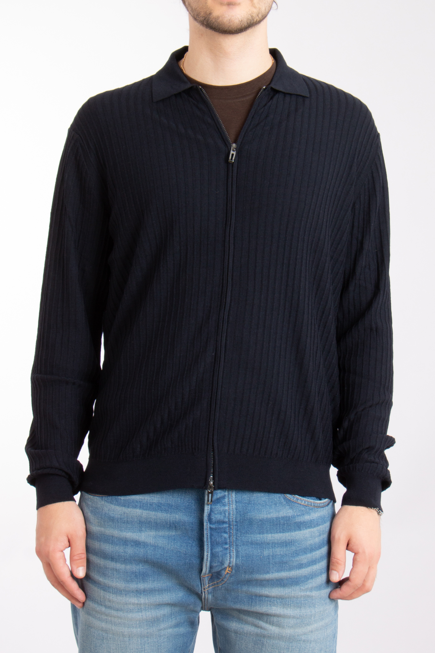 EMPORIO ARMANI Travel Essential Virgin Wool Zip Cardigan