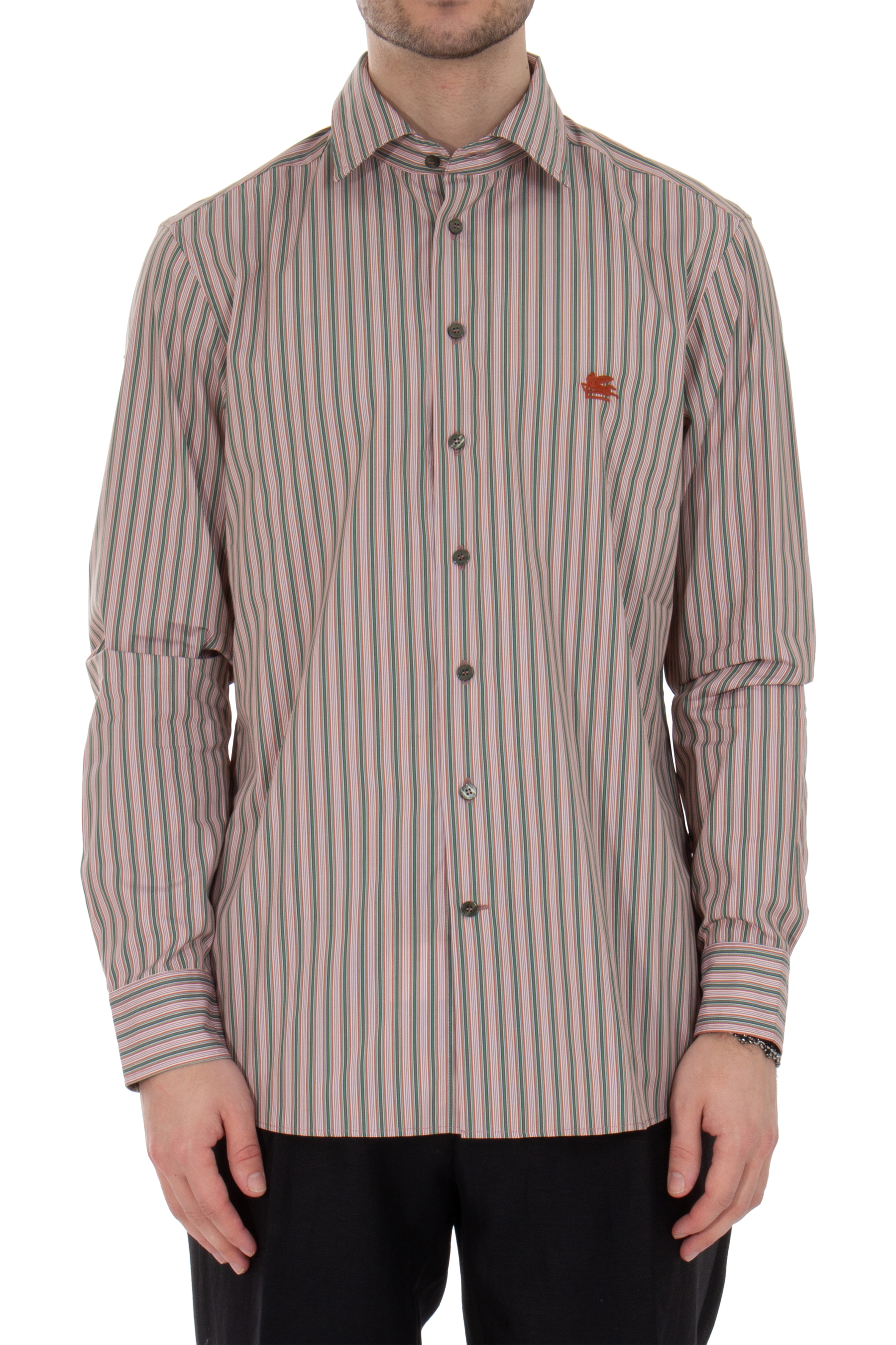 ETRO Embroiderd Striped Cotton Shirt