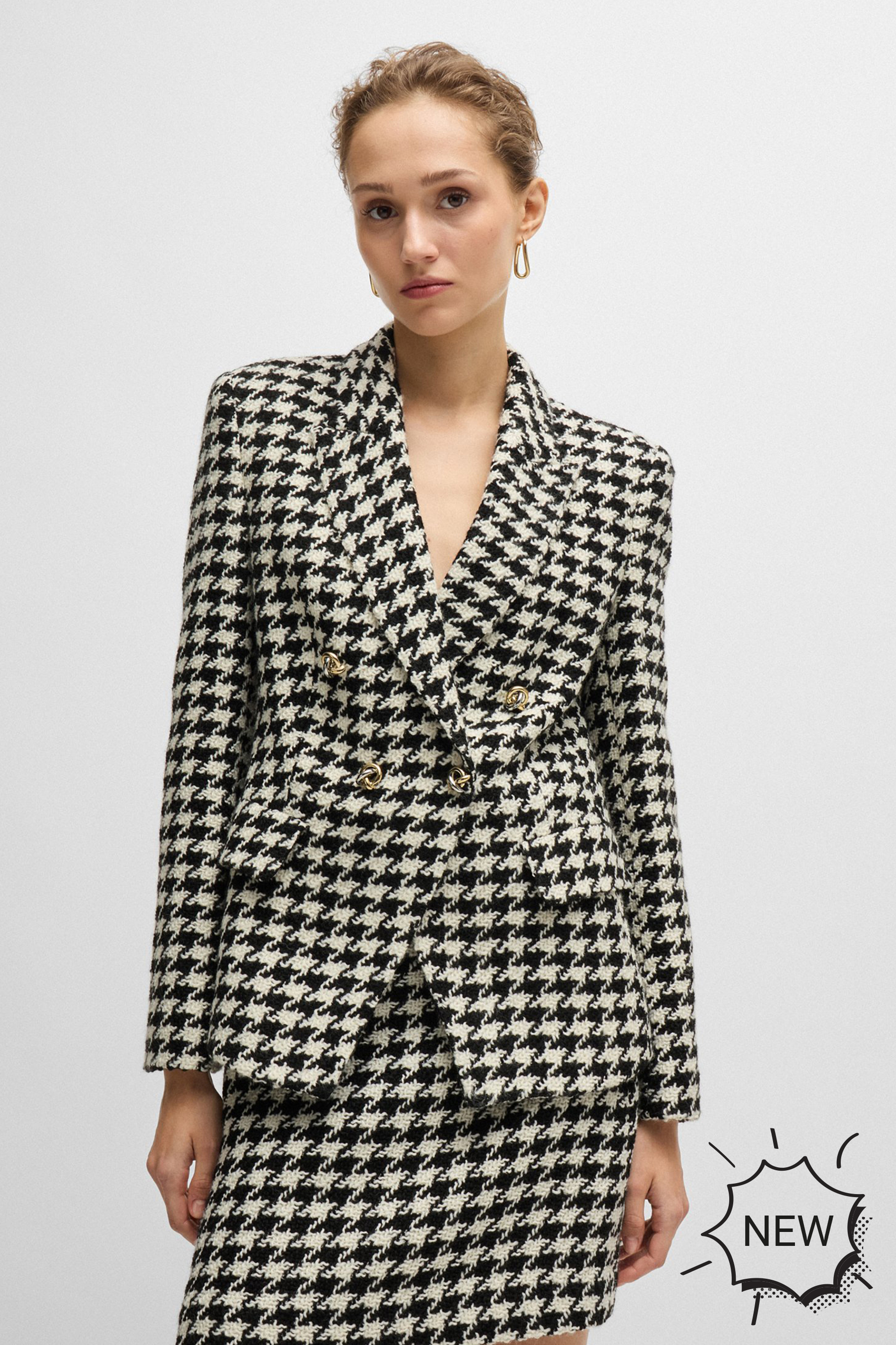 BOSS Houndstooth Wool Blend Blazer Jia