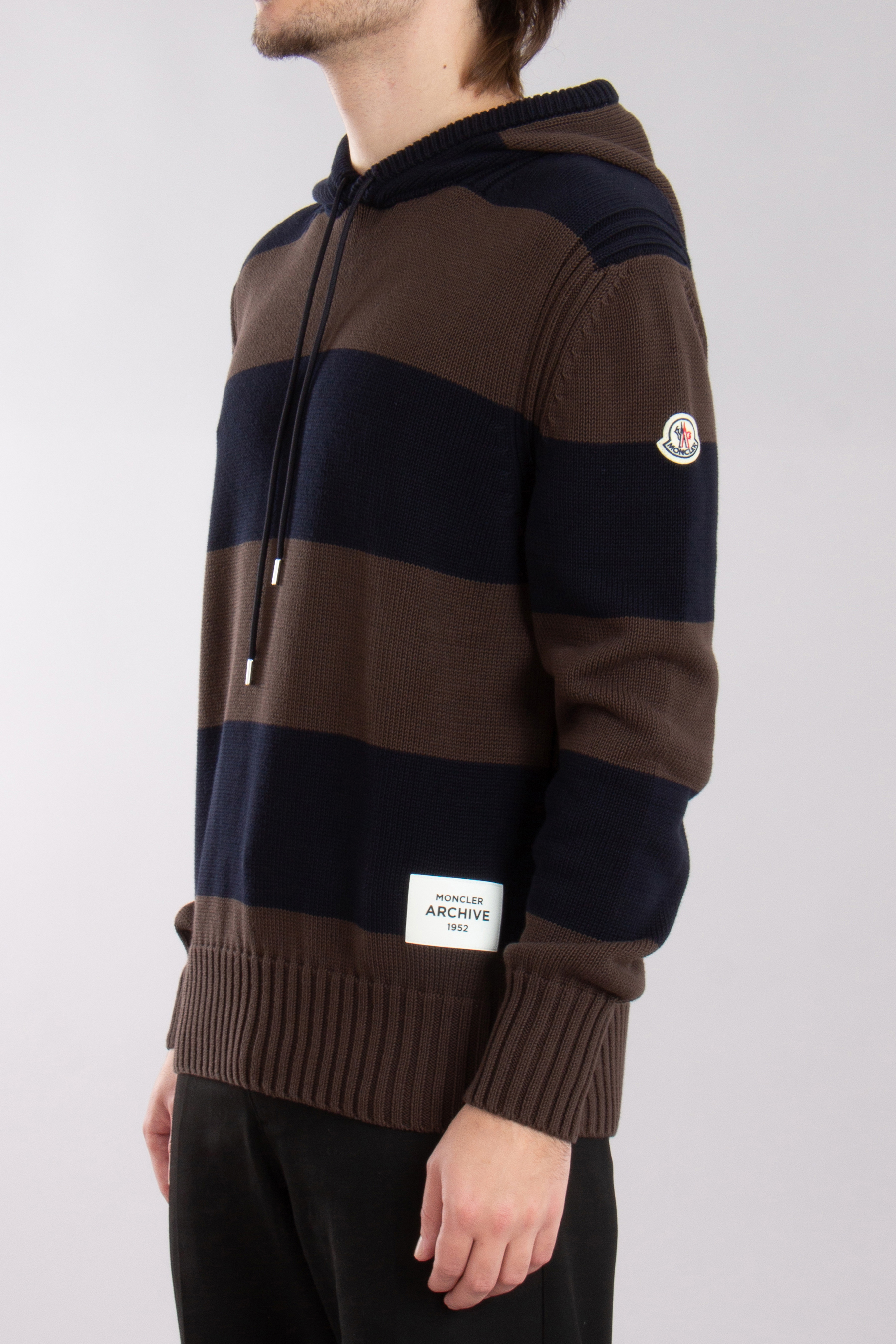 MONCLER Striped Cotton Knit Hoodie