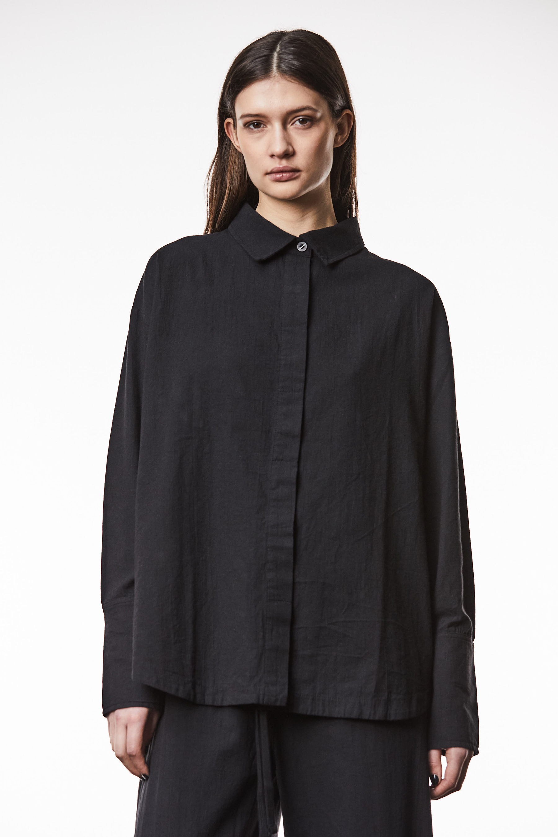 THOM KROM Oversized Linen-Cotton Blend Long Blouse