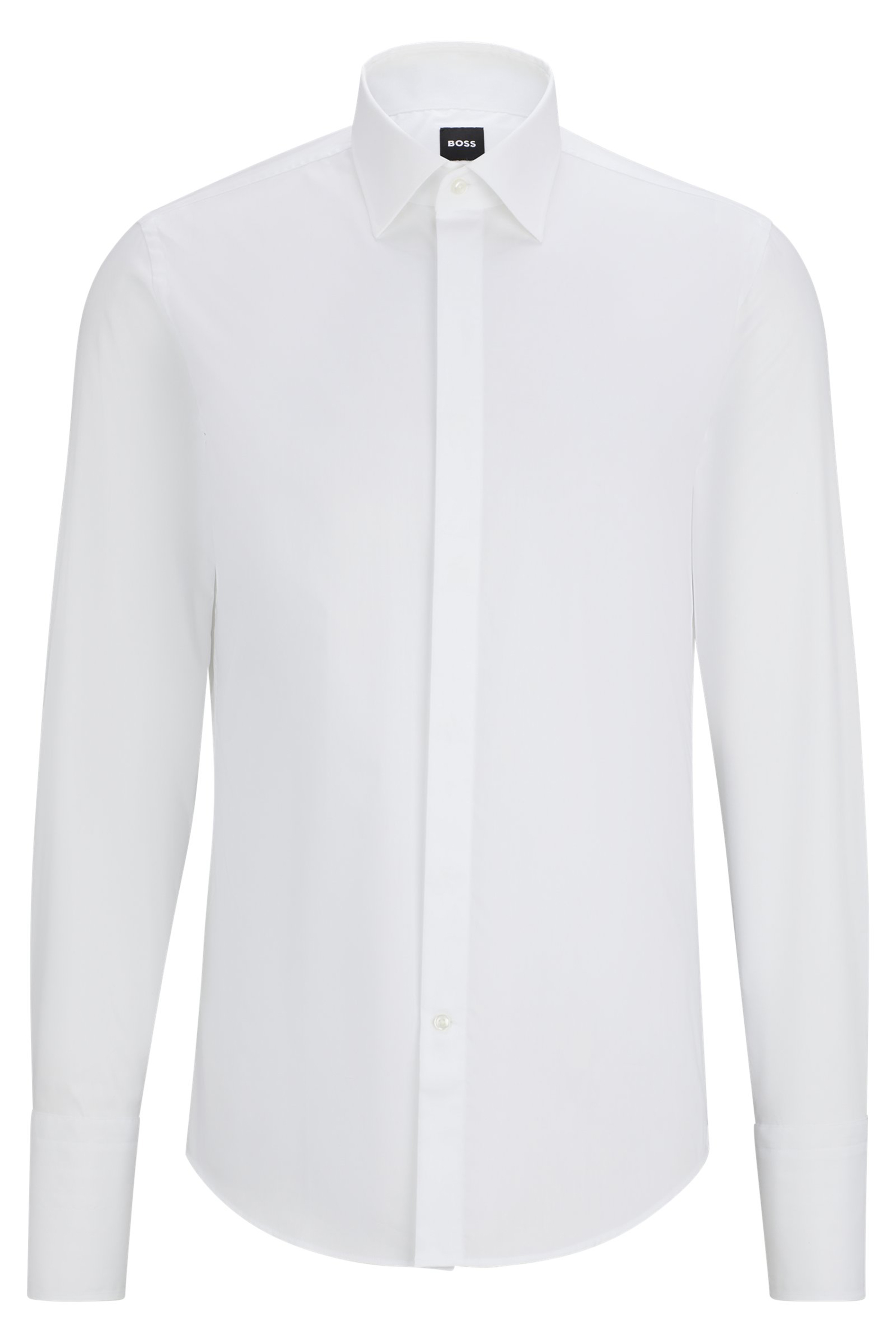 BOSS Slim Fit Cotton Poplin Tuxedo Shirt Hank