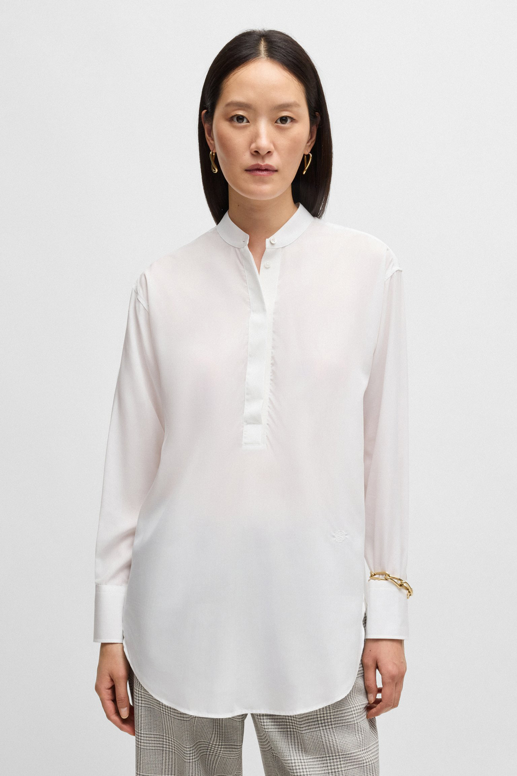 BOSS Relaxed Fit Lyocell Poplin Blouse Brooke Wednesday